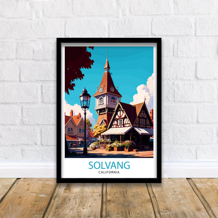 Solvang California Travel Poster|, Solvang Wall Art, Solvang Poster, California Travel Poster, Solvang Illustration, Solvang Gift