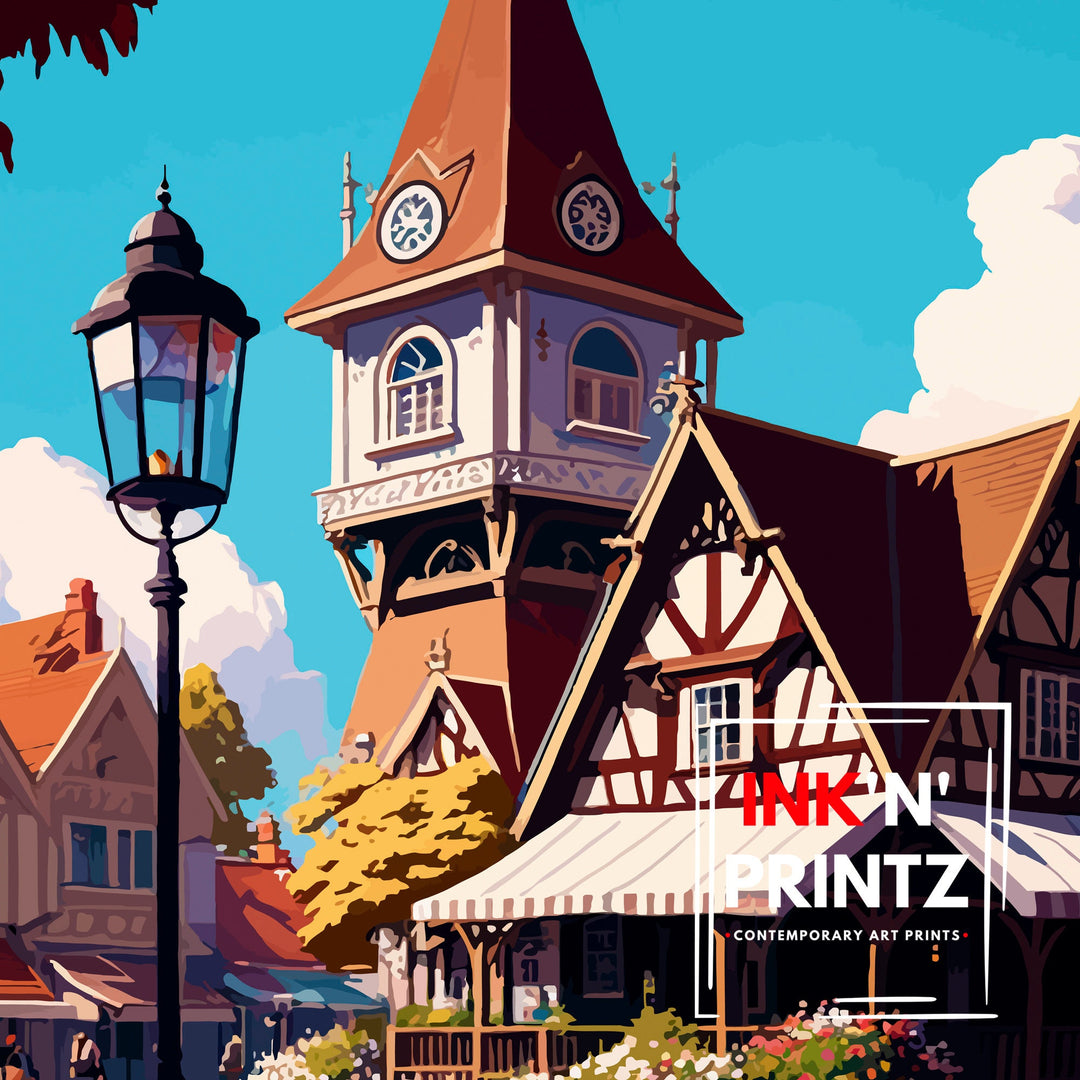 Solvang California Travel Poster|, Solvang Wall Art, Solvang Poster, California Travel Poster, Solvang Illustration, Solvang Gift