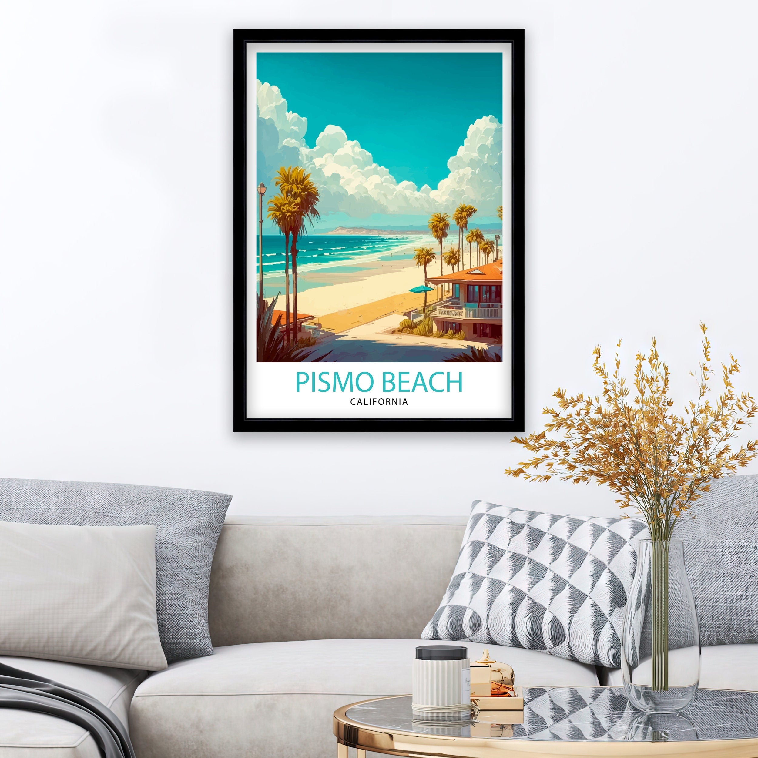 Pismo Beach California Travel Print| Pismo Beach Wall Art Pismo Beach Home Decor California Coastal Art Travel Poster Gift