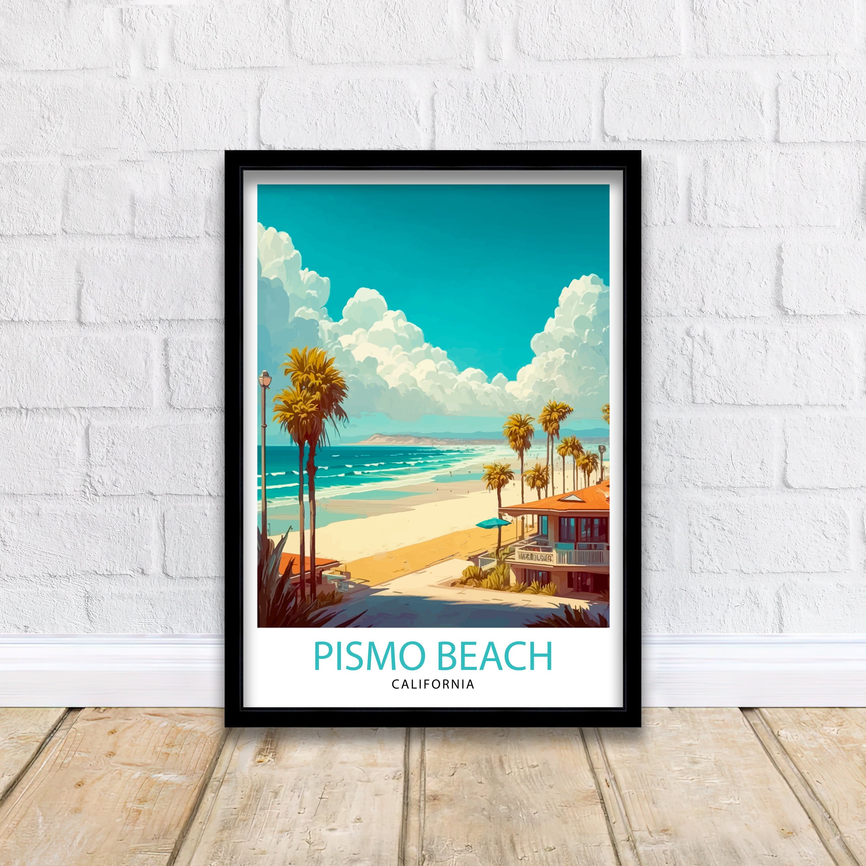 Pismo Beach California Travel Print| Pismo Beach Wall Art Pismo Beach Home Decor California Coastal Art Travel Poster Gift