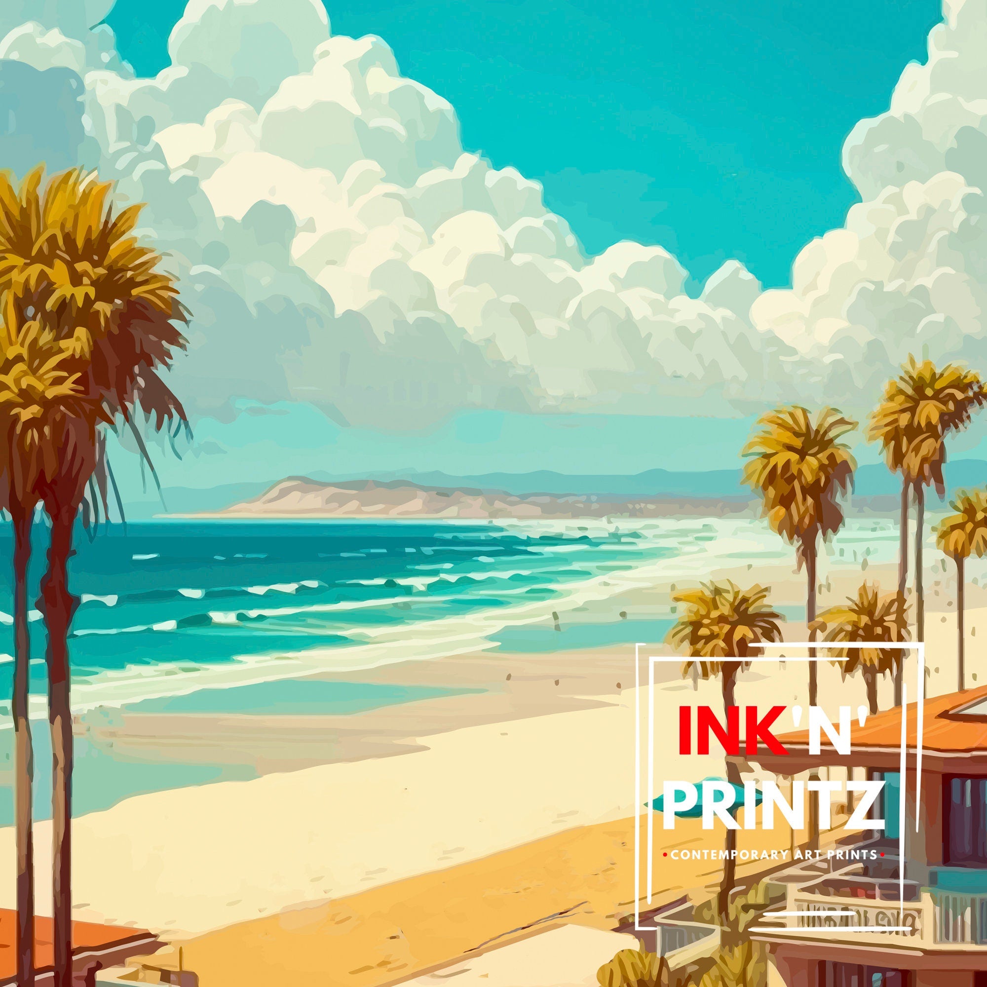 Pismo Beach California Travel Print| Pismo Beach Wall Art Pismo Beach Home Decor California Coastal Art Travel Poster Gift