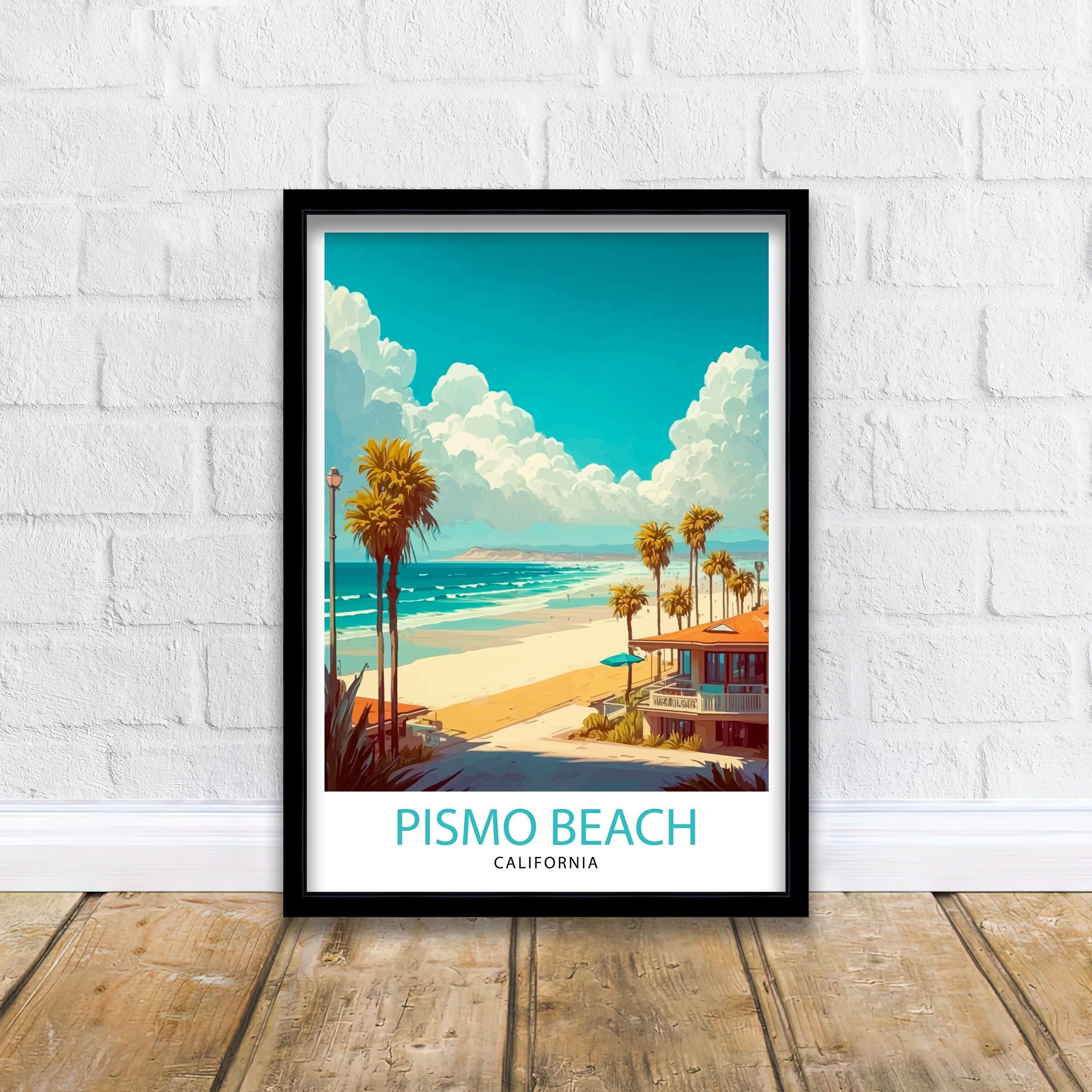 Pismo Beach California Travel Print| Pismo Beach Wall Art Pismo Beach Home Decor California Coastal Art Travel Poster Gift