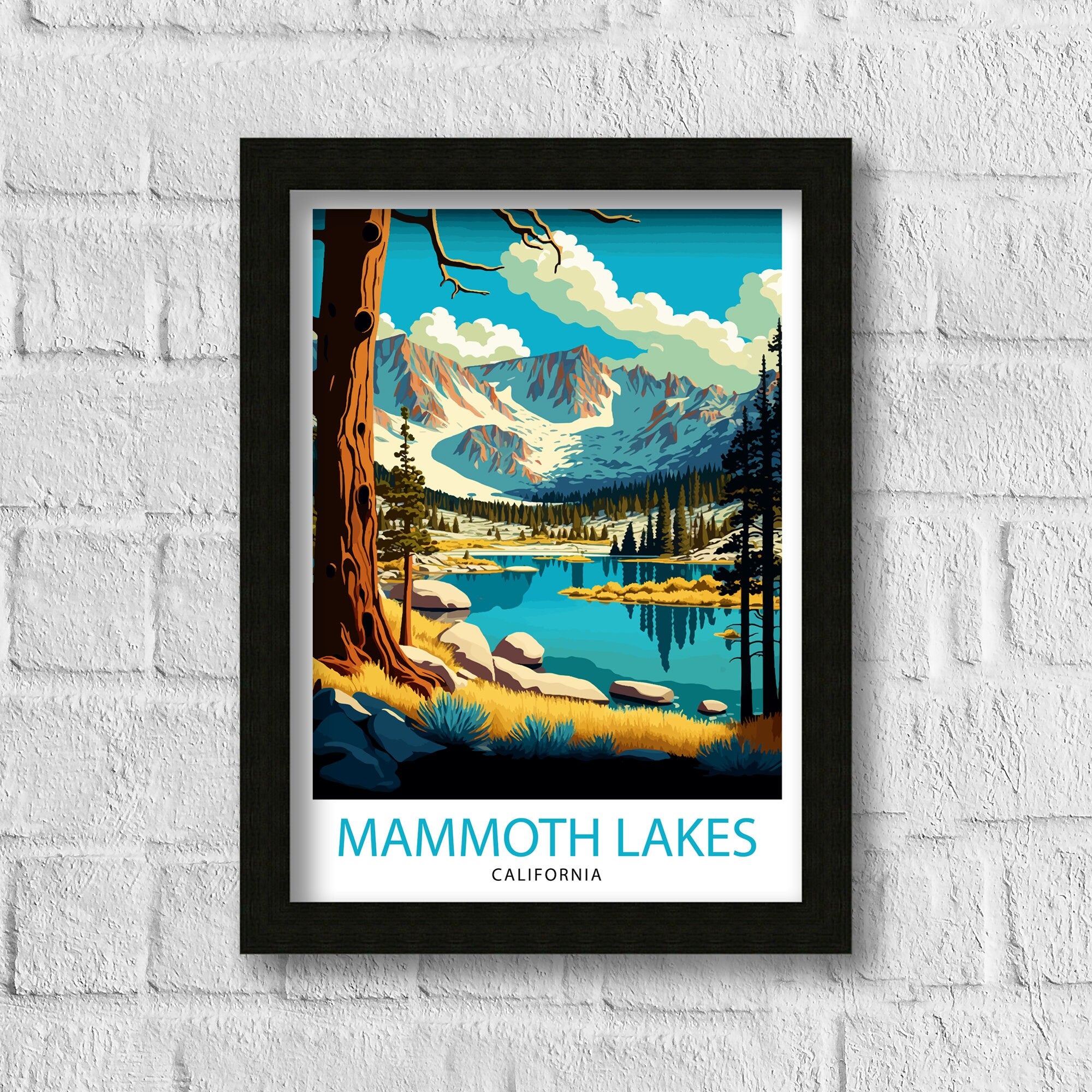 Mammoth Lakes California Travel Print| Wall Decor, Home Living Decor Mammoth Lakes Illustration,Travel Poster Gift For Mammoth Lakes