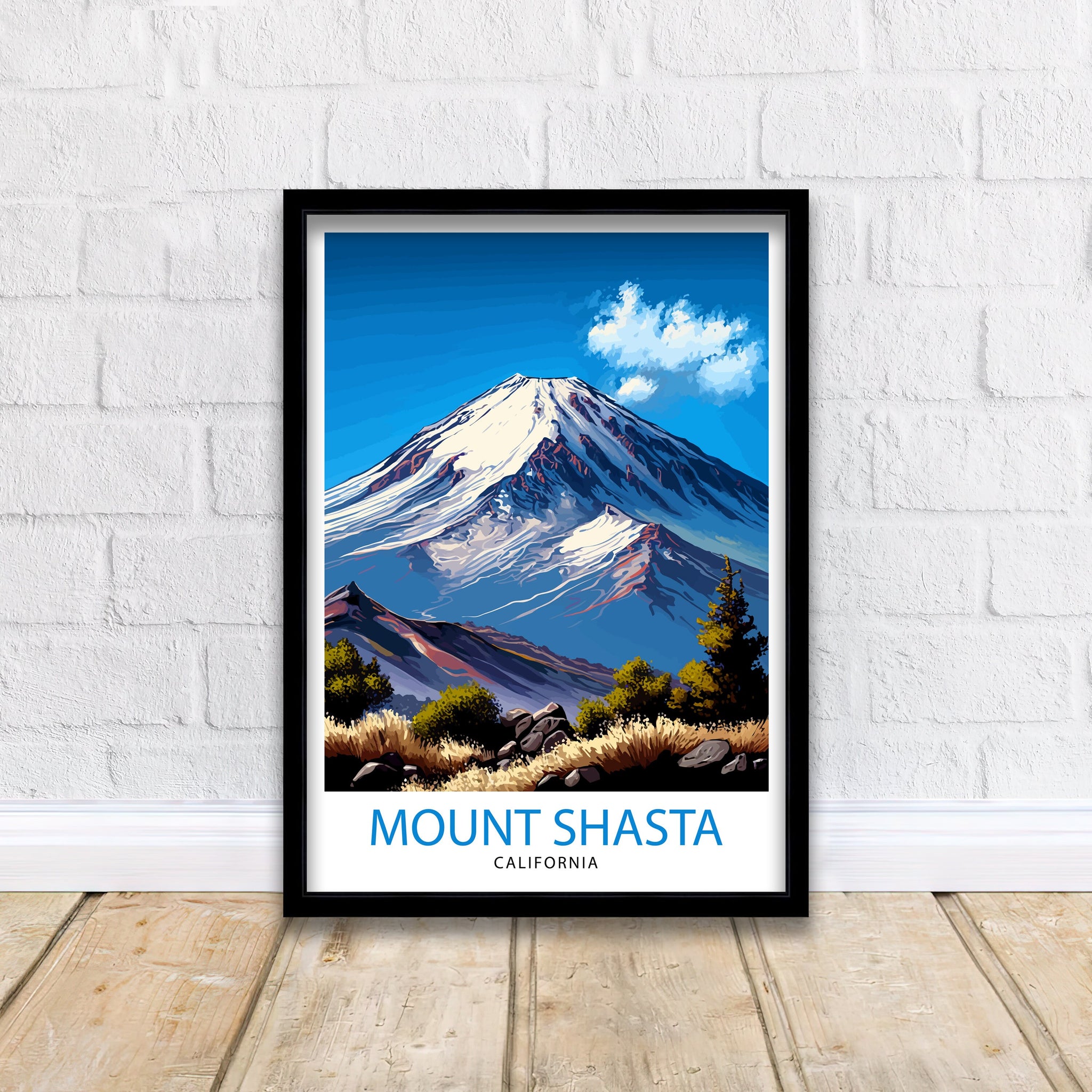 Mount Shasta California Travel Print| Wall Art Decor Mountain Landscape Poster Gift for Nature Lover California Home Decor
