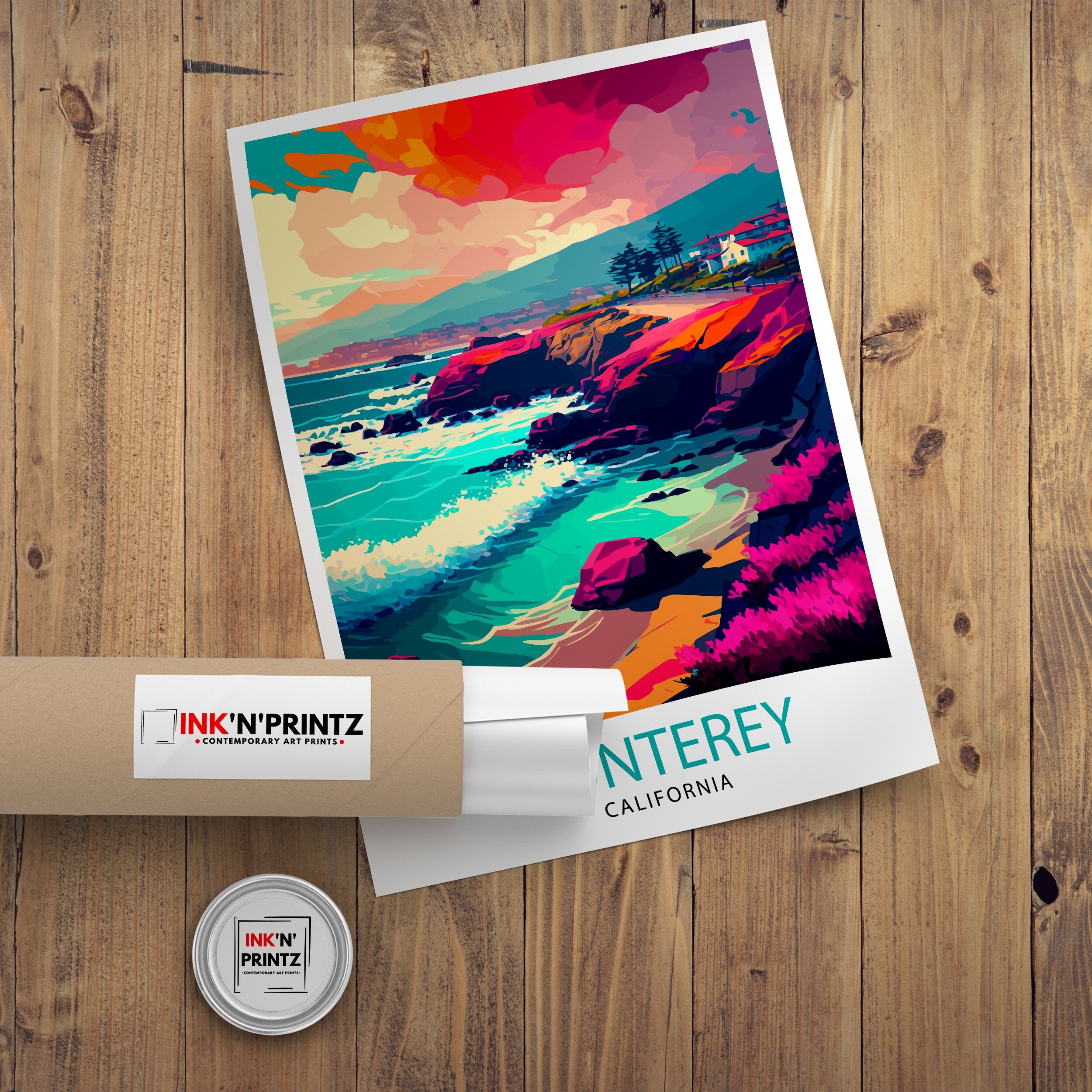 Monterey California Travel Print| Wall Art Decor for Home and Office Travel Souvenir California Coastal Art