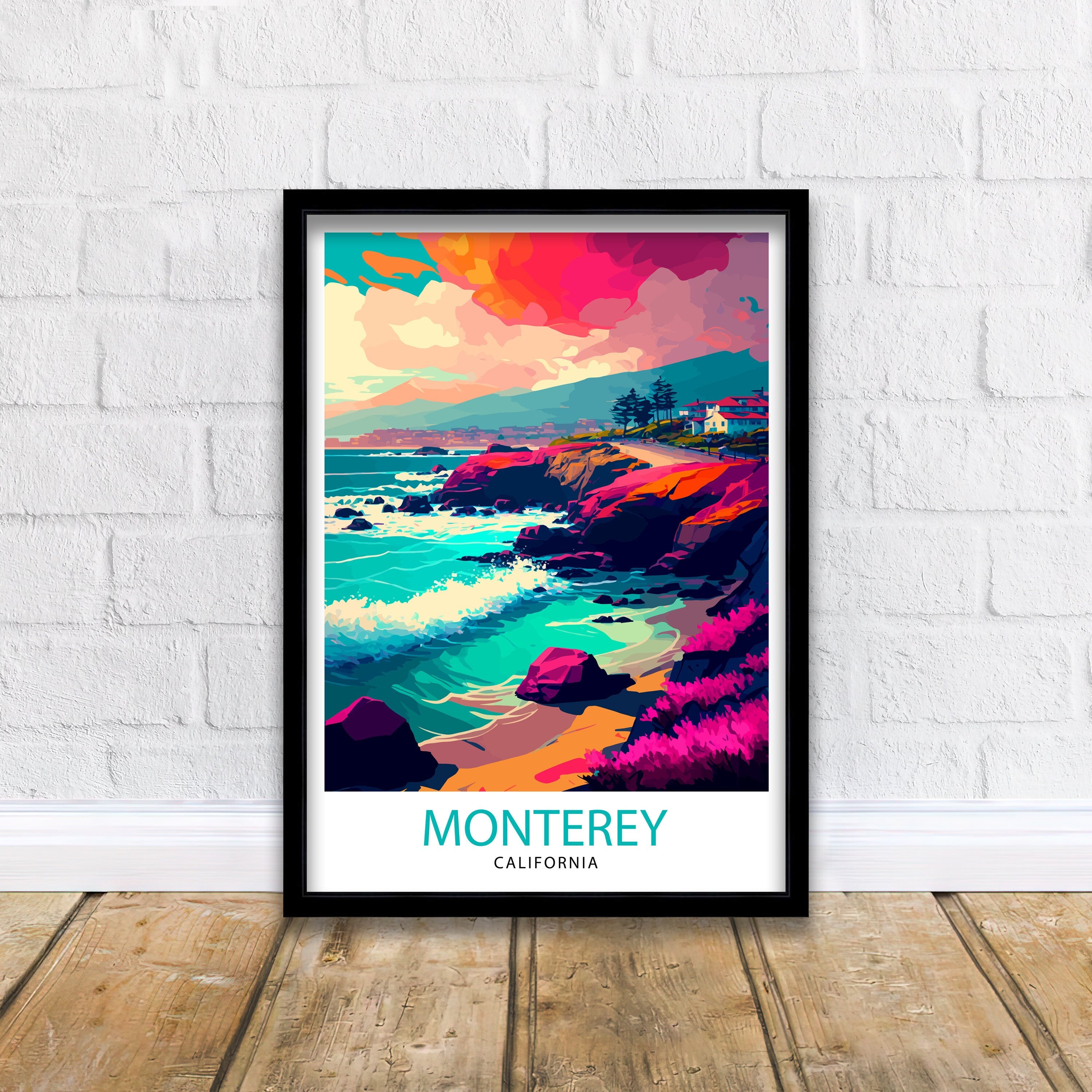 Monterey California Travel Print| Wall Art Decor for Home and Office Travel Souvenir California Coastal Art