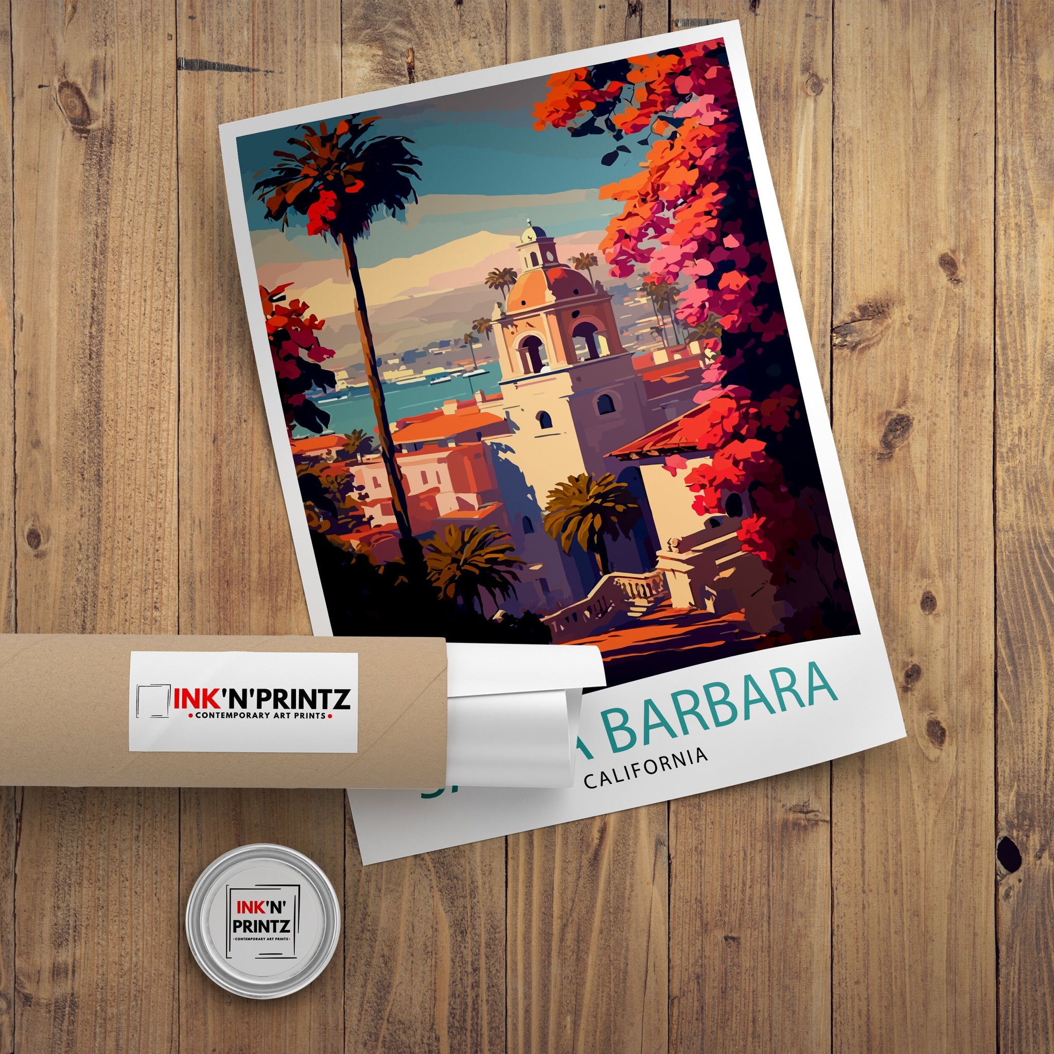 Santa Barbara California Travel Print| Santa Barbara Wall Art California Coastal Decor Travel Poster Santa Barbara Beach Print Home Decor