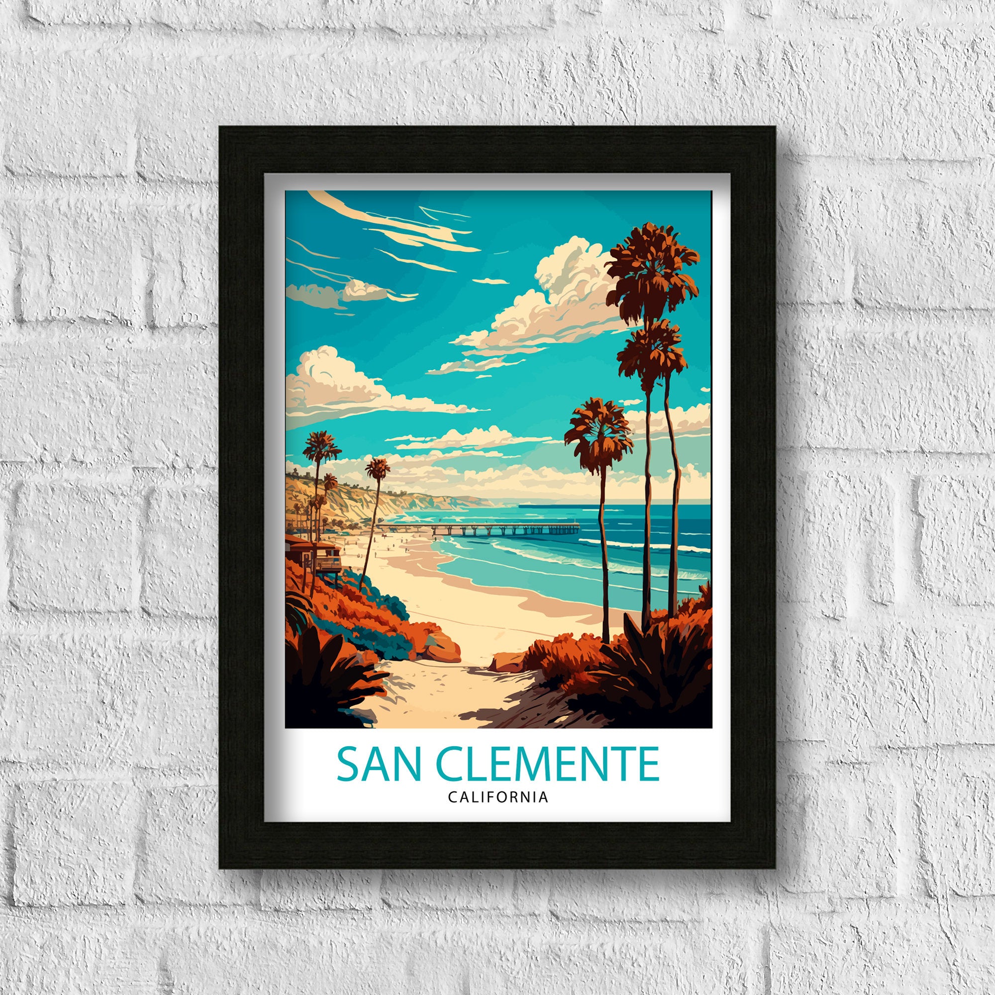 San Clemente California Travel Print| San Clemente Wall Art San Clemente Home Decor California Illustration Travel Poster Gift for San