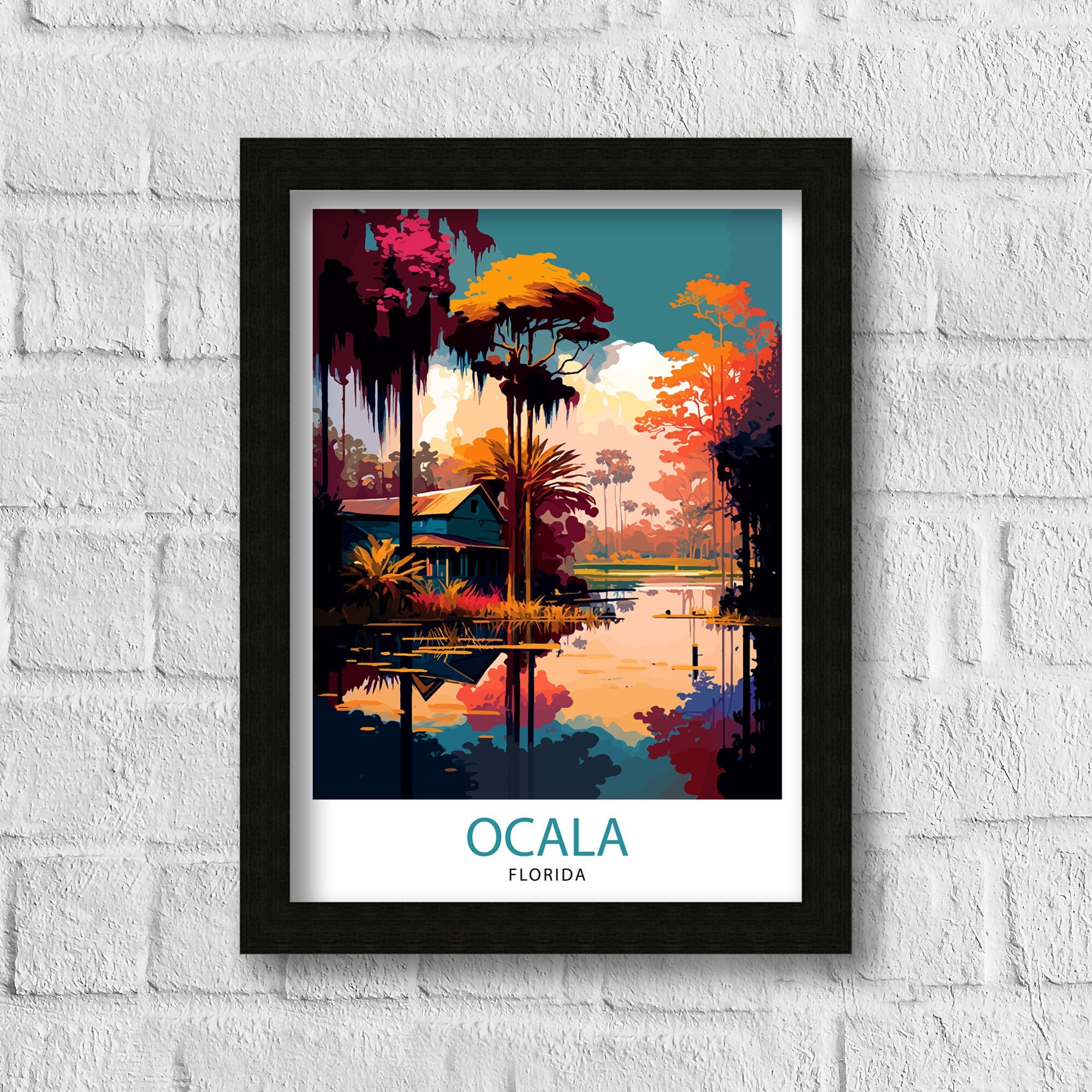 Ocala Florida Travel Print| Ocala Wall Decor Ocala Poster Florida Travel Prints Ocala Art Print Ocala Illustration Ocala Wall Art - Florida