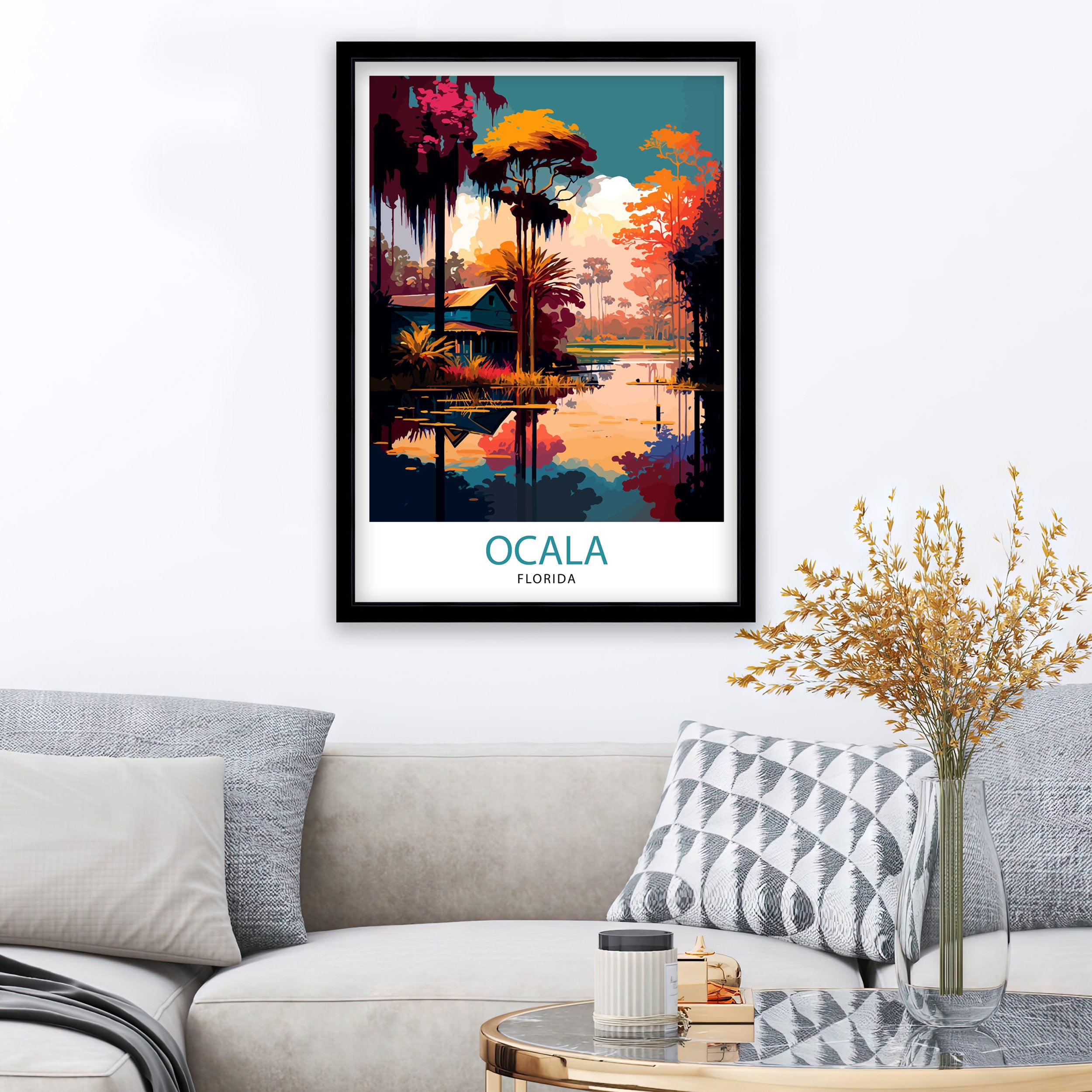 Ocala Florida Travel Print| Ocala Wall Decor Ocala Poster Florida Travel Prints Ocala Art Print Ocala Illustration Ocala Wall Art - Florida