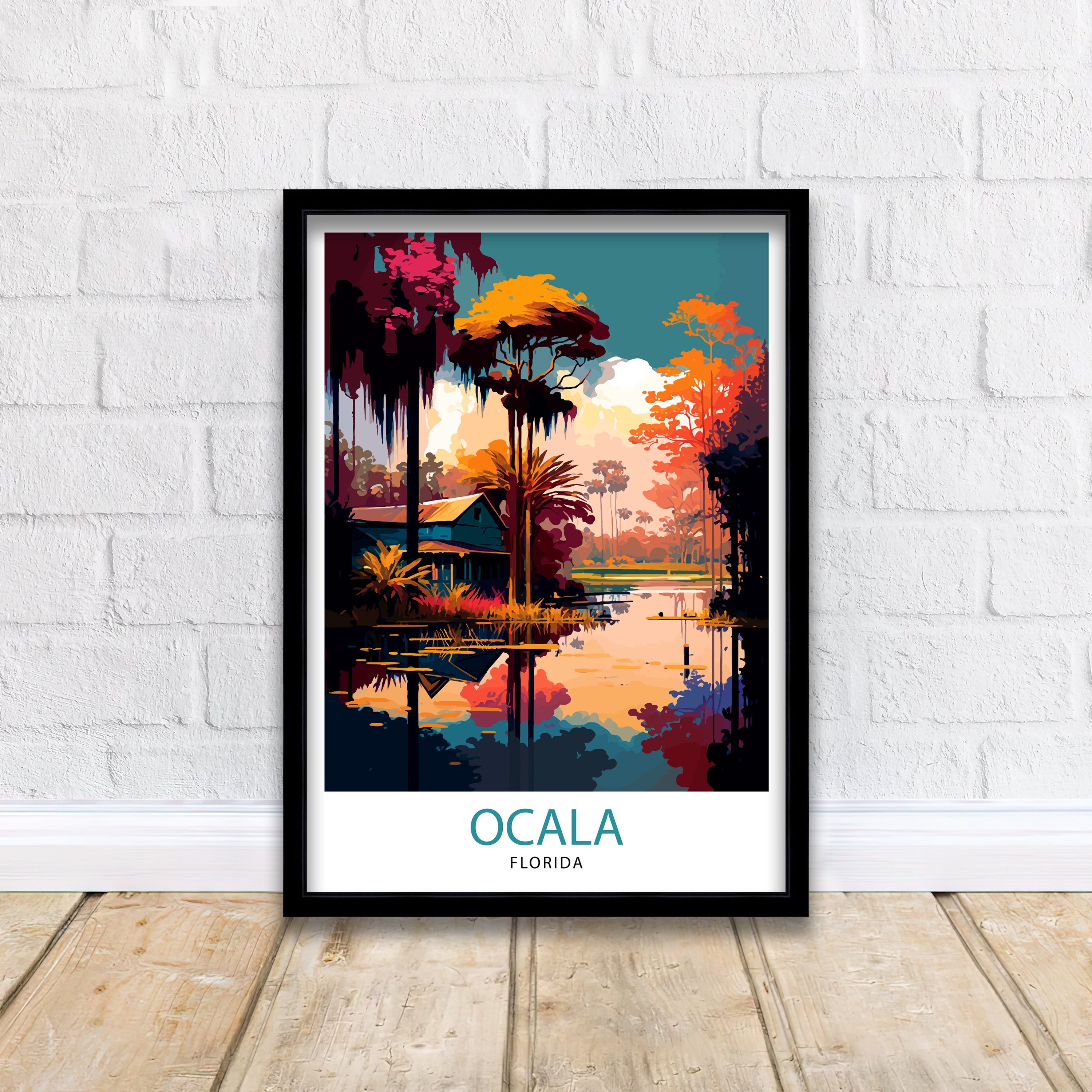 Ocala Florida Travel Print| Ocala Wall Decor Ocala Poster Florida Travel Prints Ocala Art Print Ocala Illustration Ocala Wall Art - Florida