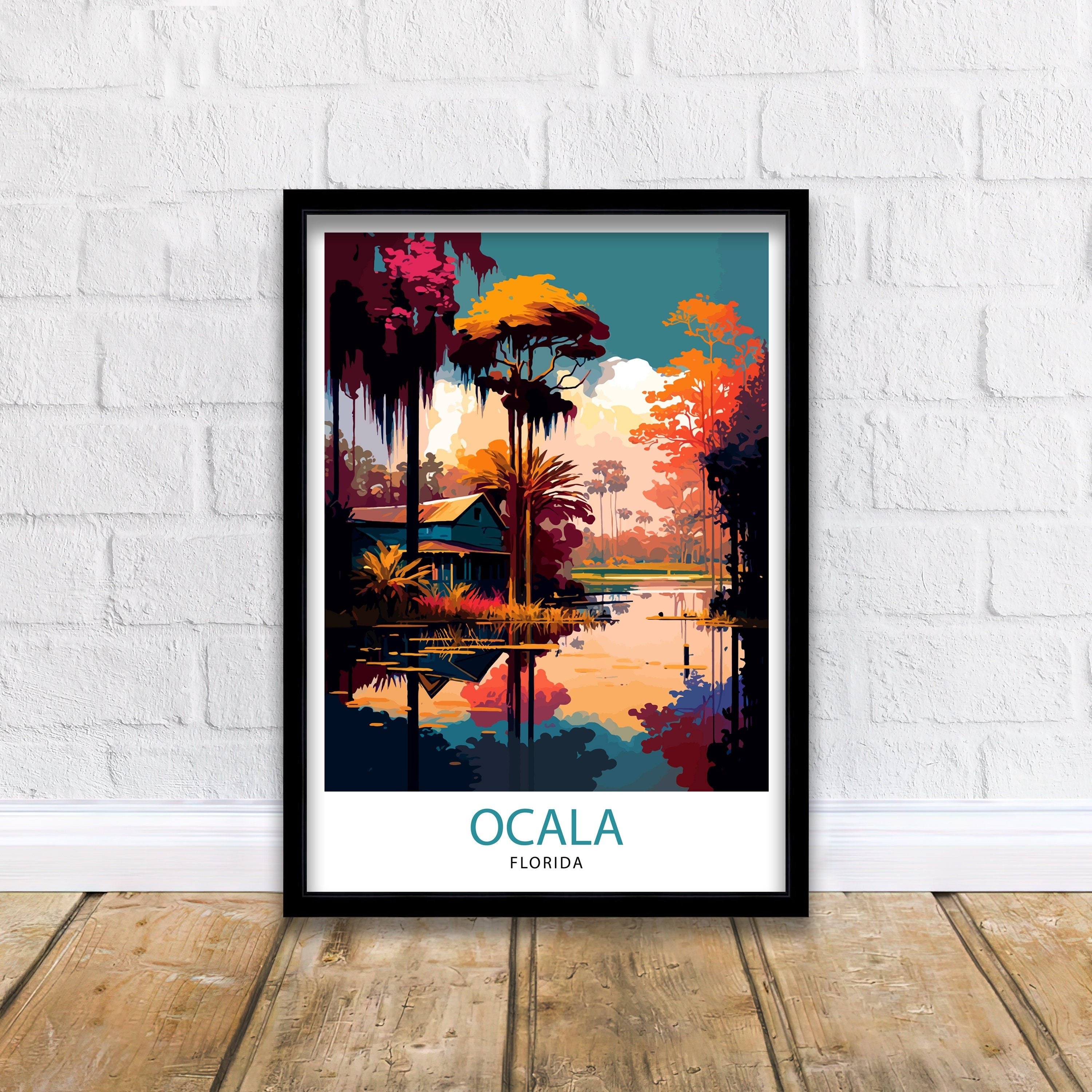 Ocala Florida Travel Print| Ocala Wall Decor Ocala Poster Florida Travel Prints Ocala Art Print Ocala Illustration Ocala Wall Art - Florida