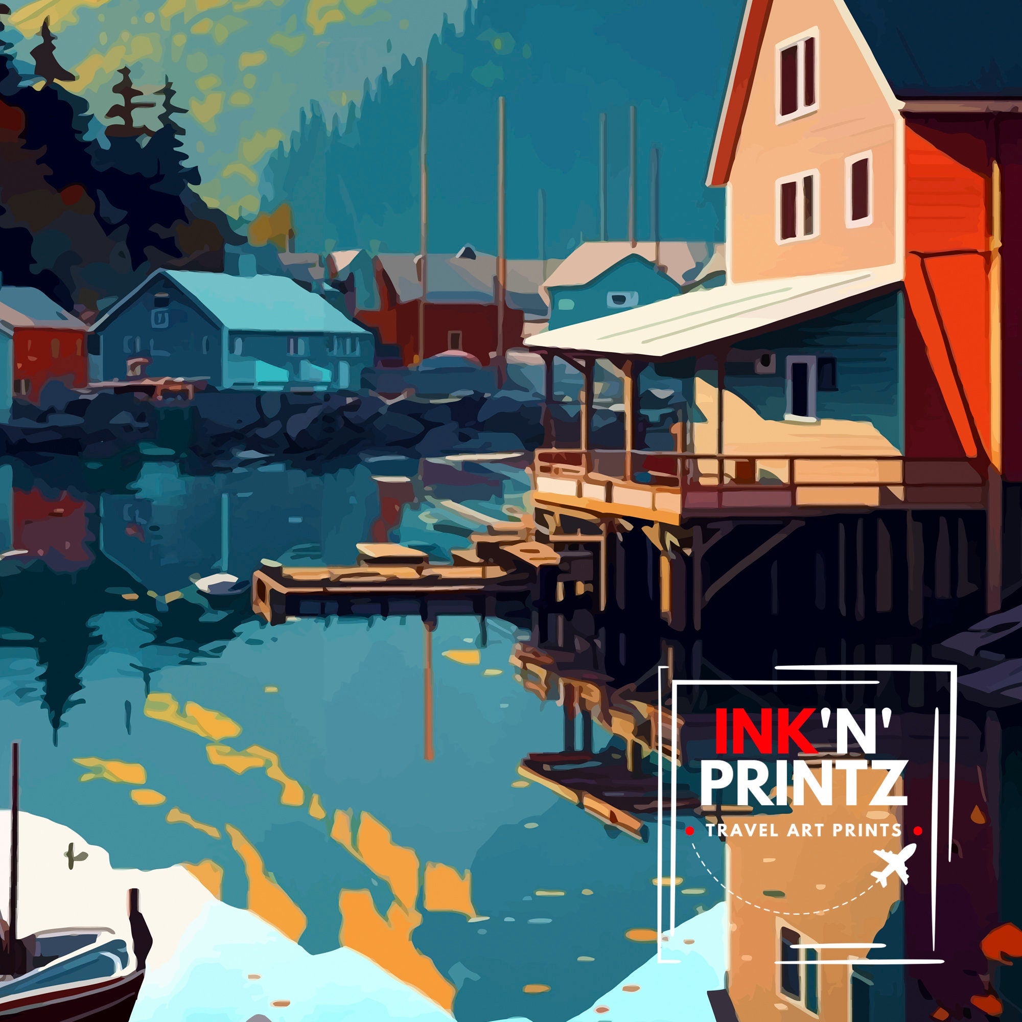 Ketchikan Alaska Travel Poster Ketchikan Wall Decor Ketchikan Art Print| Alaska Travel Prints Ketchikan Illustration Ketchikan Wall Art