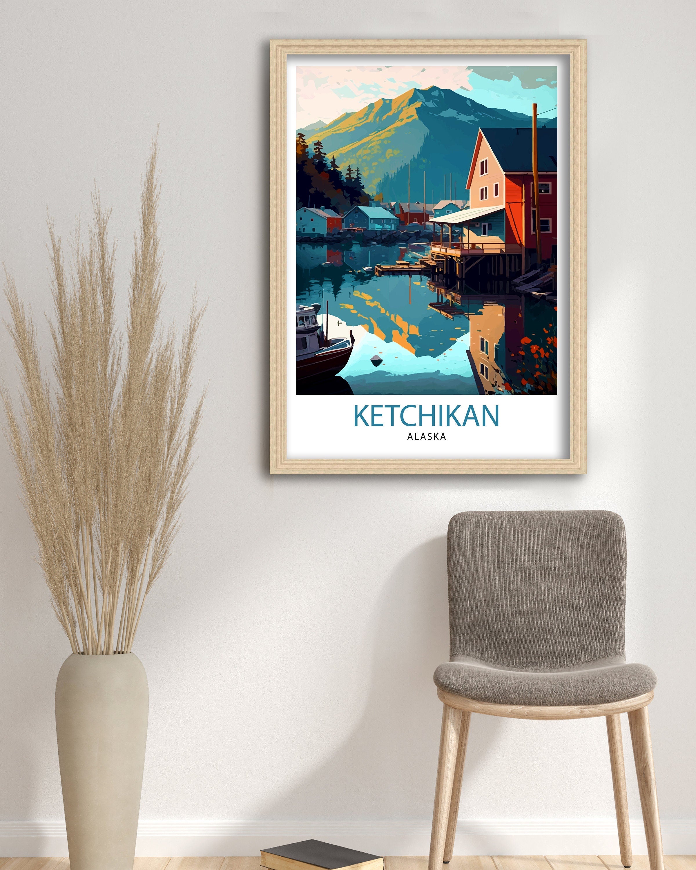 Ketchikan Alaska Travel Poster Ketchikan Wall Decor Ketchikan Art Print| Alaska Travel Prints Ketchikan Illustration Ketchikan Wall Art