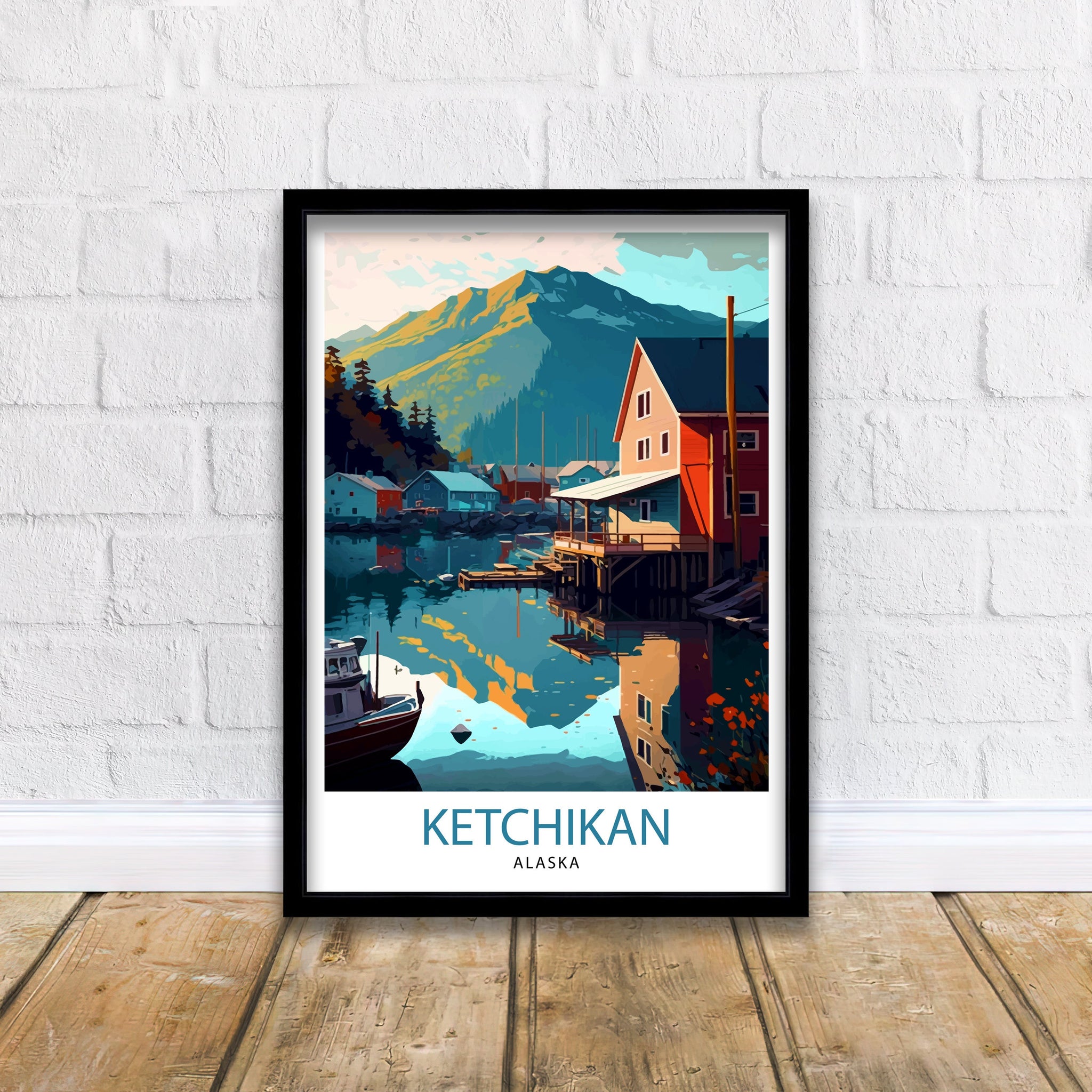 Ketchikan Alaska Travel Poster Ketchikan Wall Decor Ketchikan Art Print| Alaska Travel Prints Ketchikan Illustration Ketchikan Wall Art
