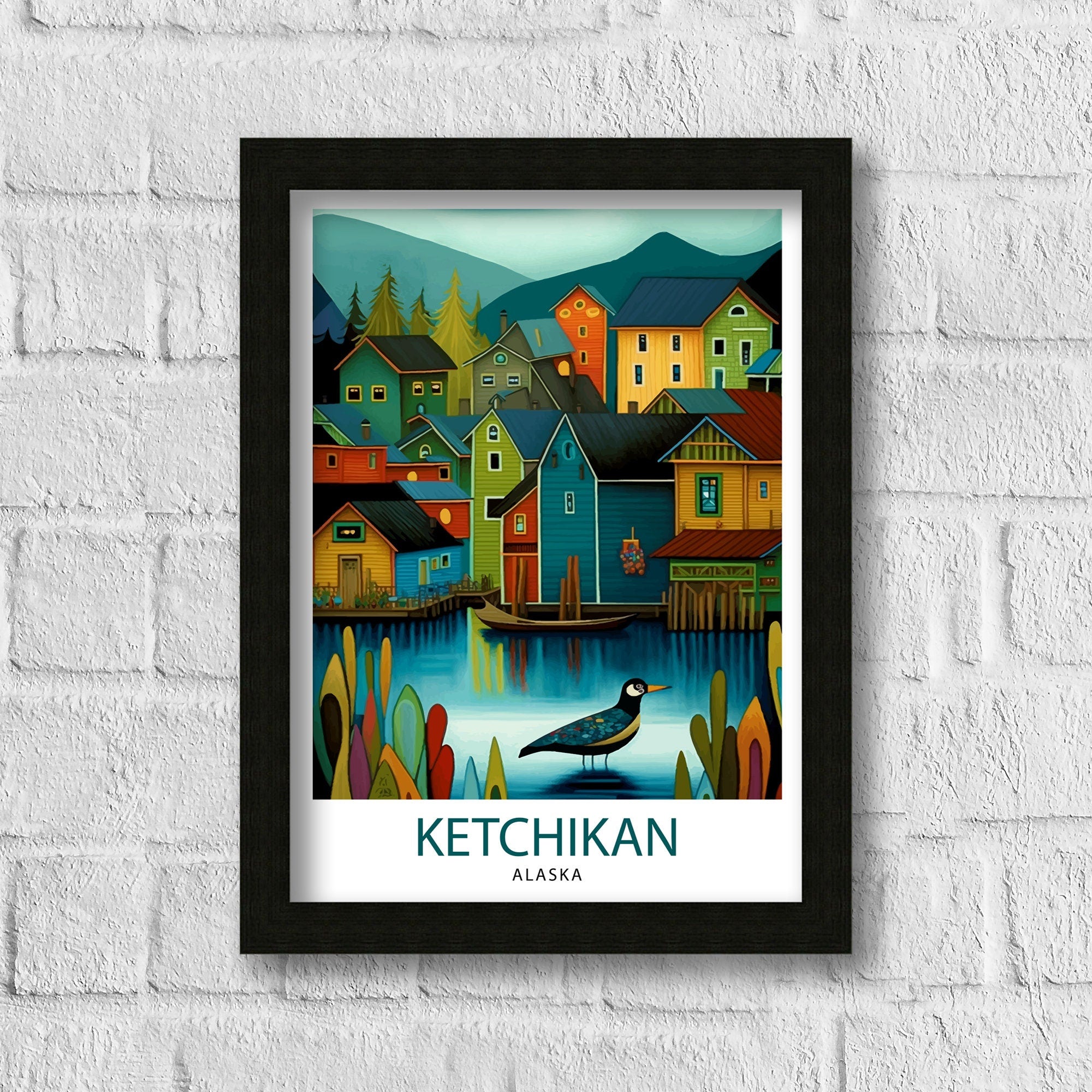 Ketchikan Alaska Travel Poster Ketchikan Wall Decor Ketchikan Art Print| Alaska Travel Prints Ketchikan Illustration Ketchikan Wall Art