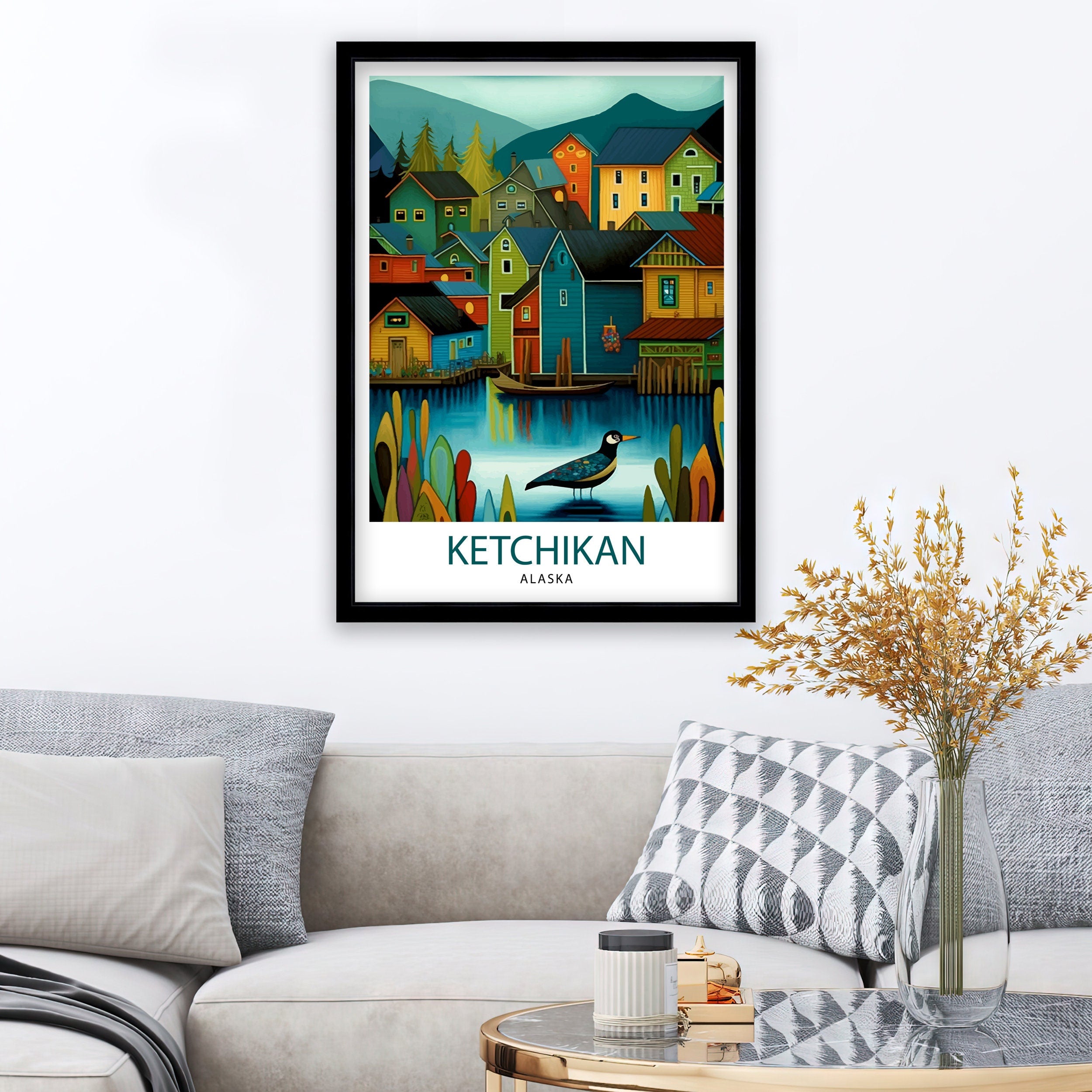 Ketchikan Alaska Travel Poster Ketchikan Wall Decor Ketchikan Art Print| Alaska Travel Prints Ketchikan Illustration Ketchikan Wall Art