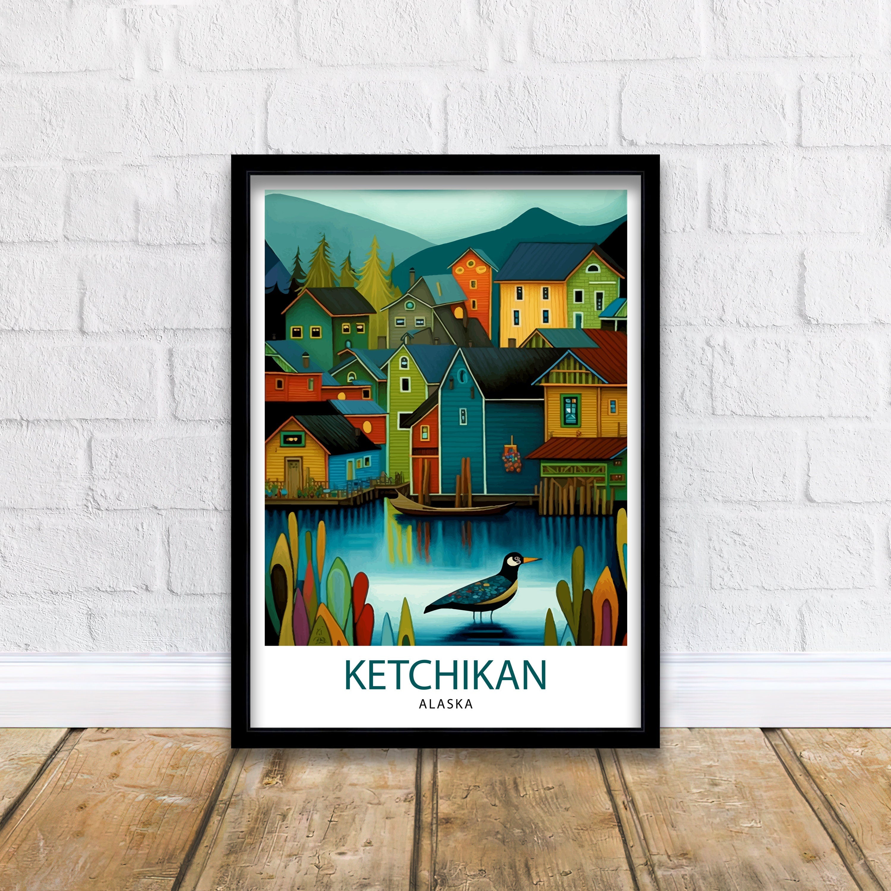 Ketchikan Alaska Travel Poster Ketchikan Wall Decor Ketchikan Art Print| Alaska Travel Prints Ketchikan Illustration Ketchikan Wall Art