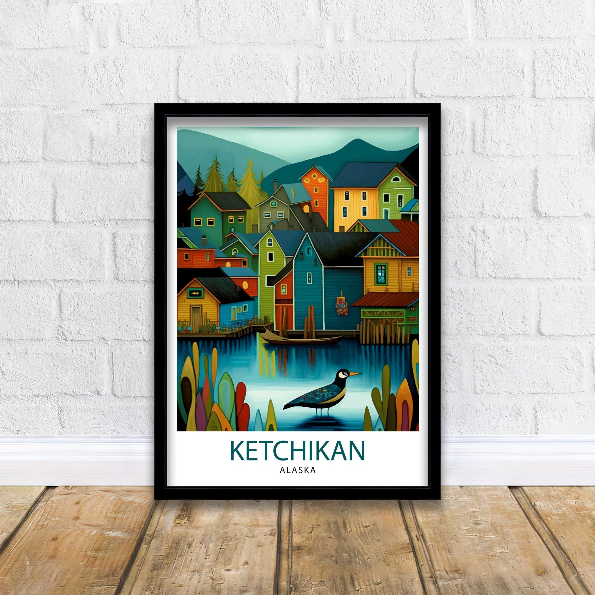 Ketchikan Alaska Travel Poster Ketchikan Wall Decor Ketchikan Art Print| Alaska Travel Prints Ketchikan Illustration Ketchikan Wall Art