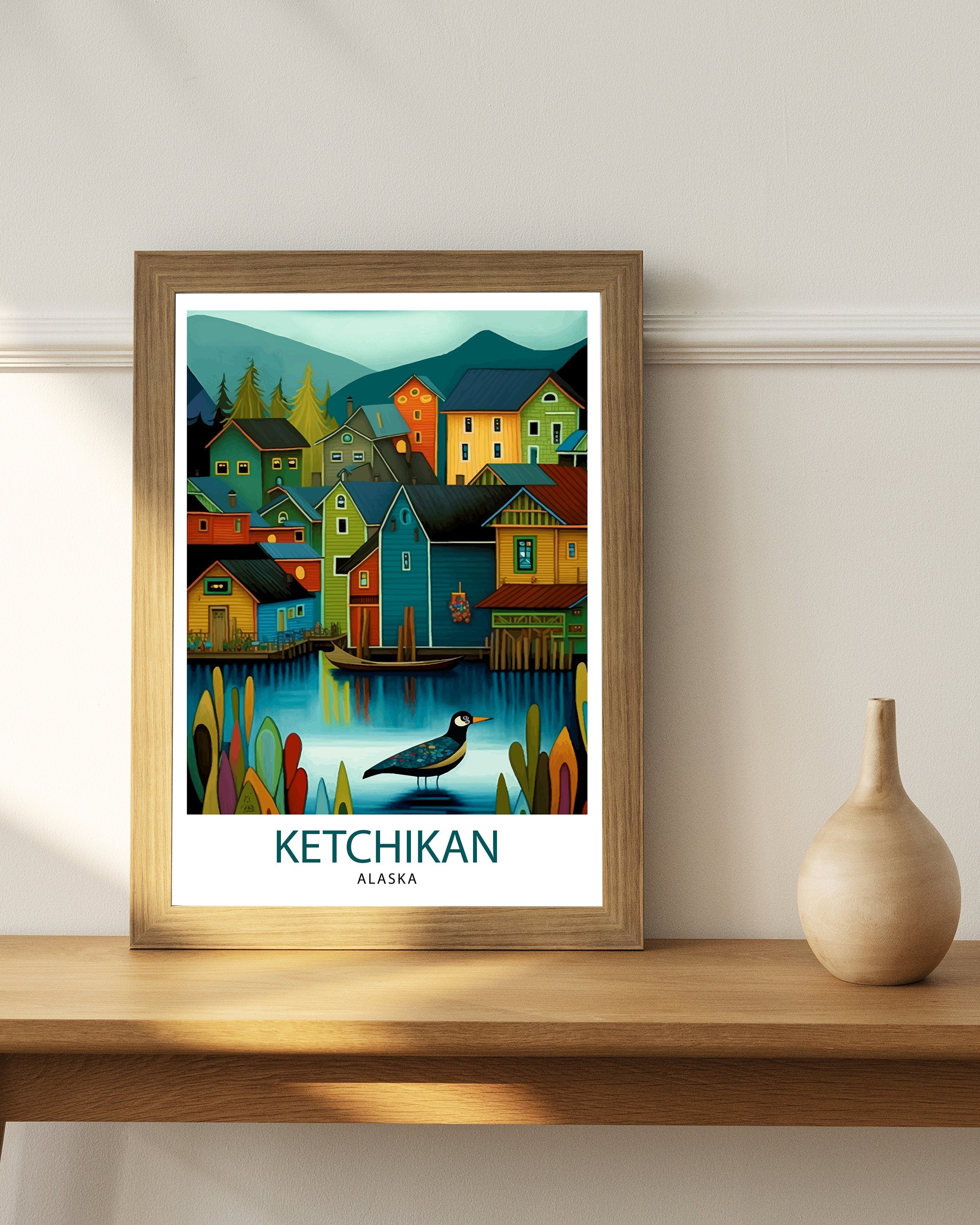 Ketchikan Alaska Travel Poster Ketchikan Wall Decor Ketchikan Art Print| Alaska Travel Prints Ketchikan Illustration Ketchikan Wall Art