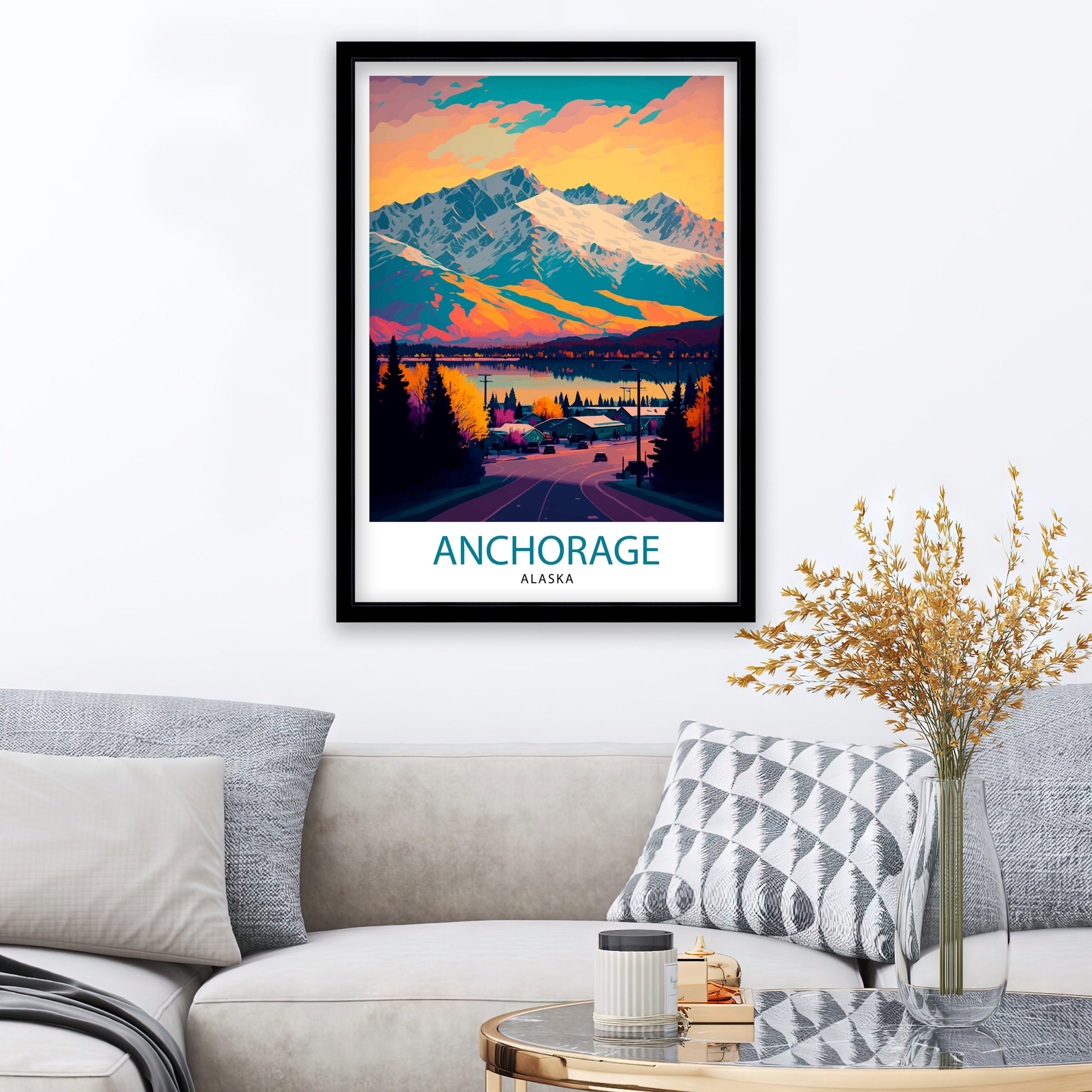 Anchorage Alaska Travel Print| Anchorage Wall Decor Alaska Travel Poster Anchorage Art Print Anchorage Illustration Anchorage Wall Art