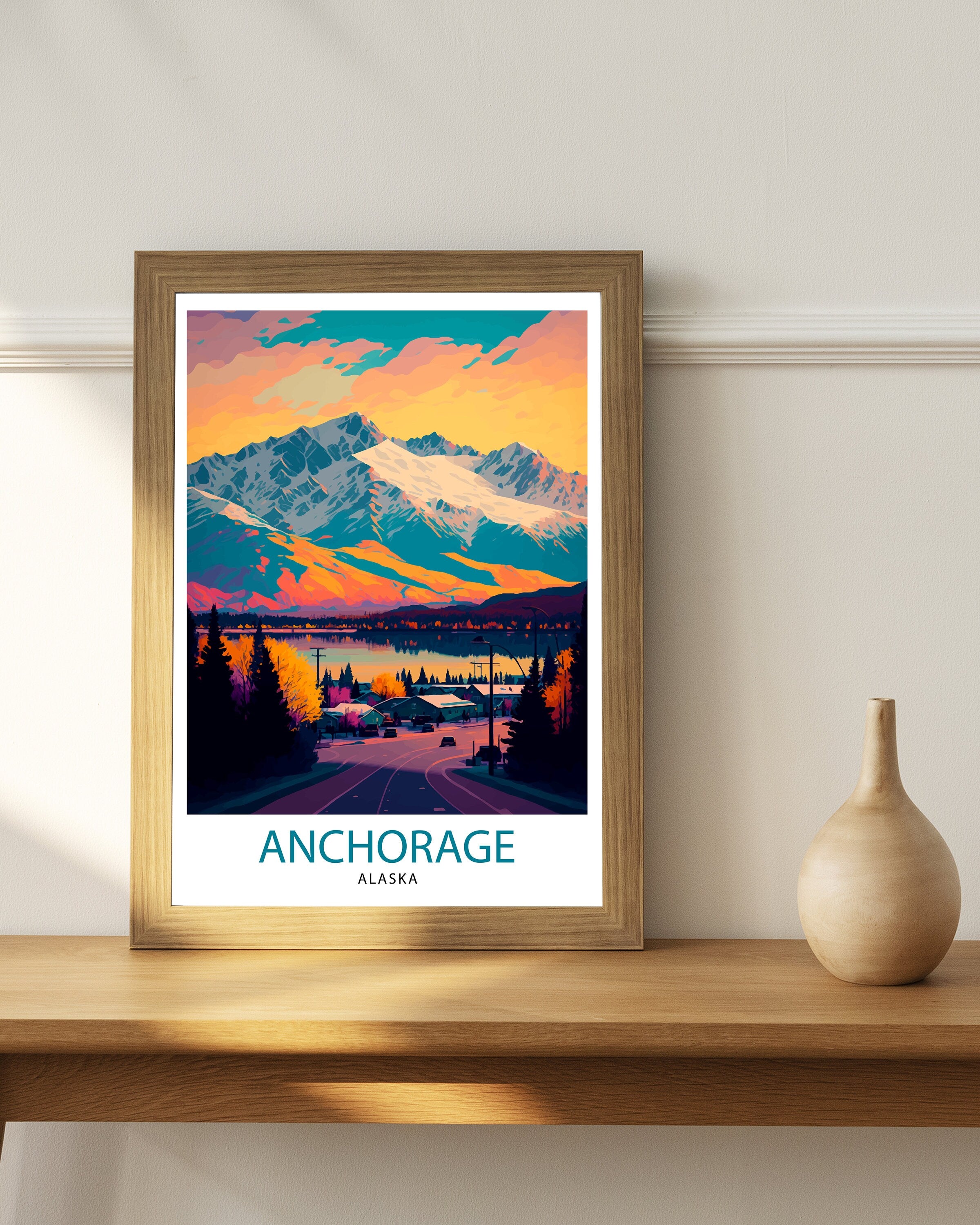 Anchorage Alaska Travel Print| Anchorage Wall Decor Alaska Travel Poster Anchorage Art Print Anchorage Illustration Anchorage Wall Art