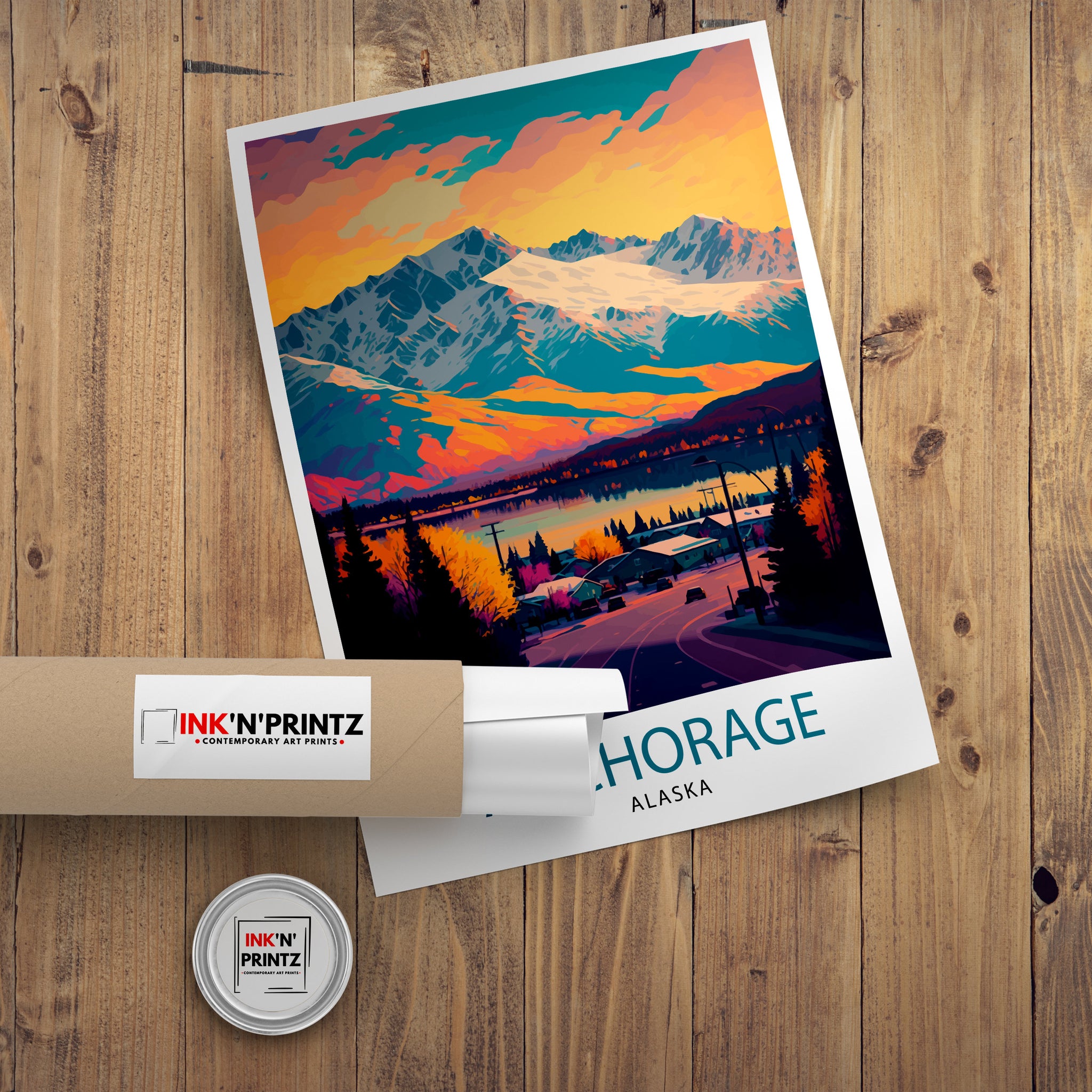 Anchorage Alaska Travel Print| Anchorage Wall Decor Alaska Travel Poster Anchorage Art Print Anchorage Illustration Anchorage Wall Art