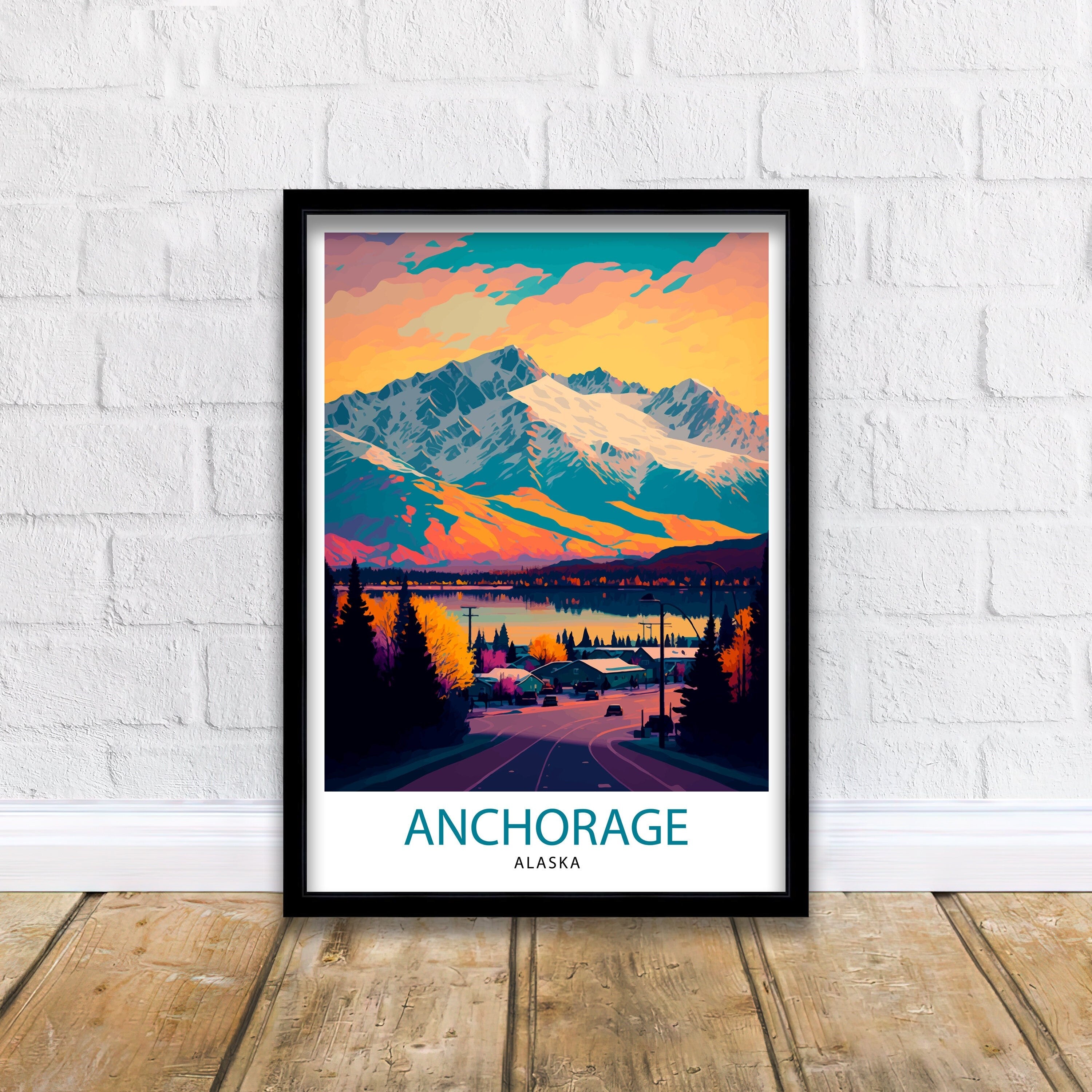 Anchorage Alaska Travel Print| Anchorage Wall Decor Alaska Travel Poster Anchorage Art Print Anchorage Illustration Anchorage Wall Art