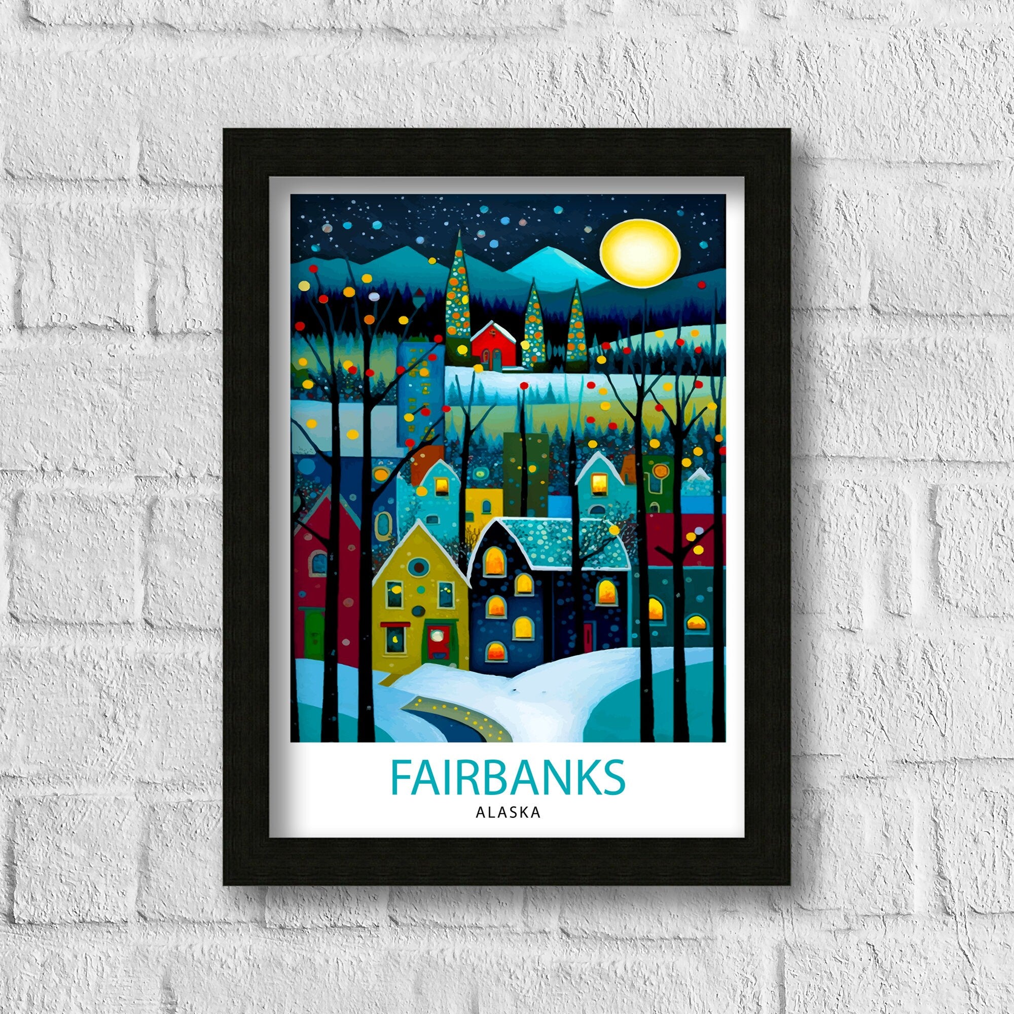 Fairbanks Alaska Travel Print| Fairbanks Wall Decor Fairbanks Poster Alaska Travel Prints Fairbanks Art Print Fairbanks Illustration