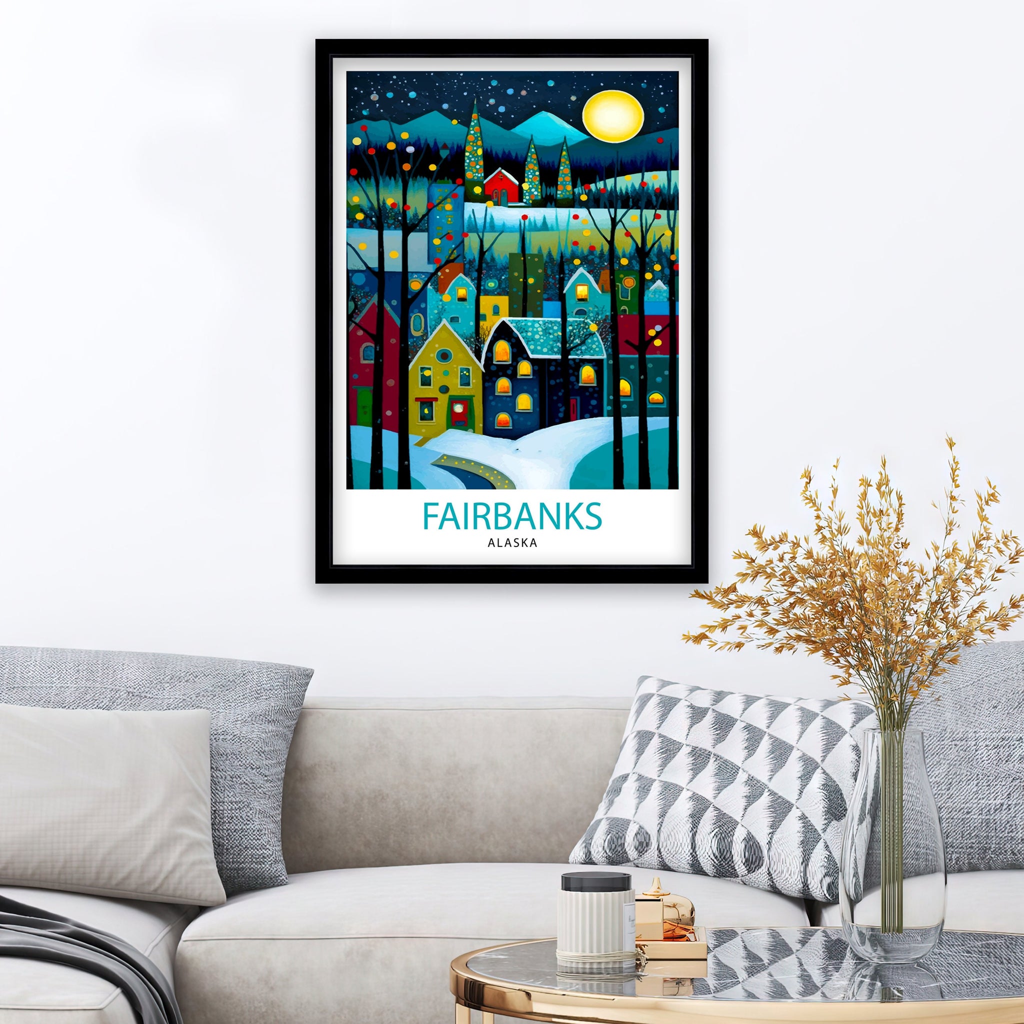 Fairbanks Alaska Travel Print| Fairbanks Wall Decor Fairbanks Poster Alaska Travel Prints Fairbanks Art Print Fairbanks Illustration