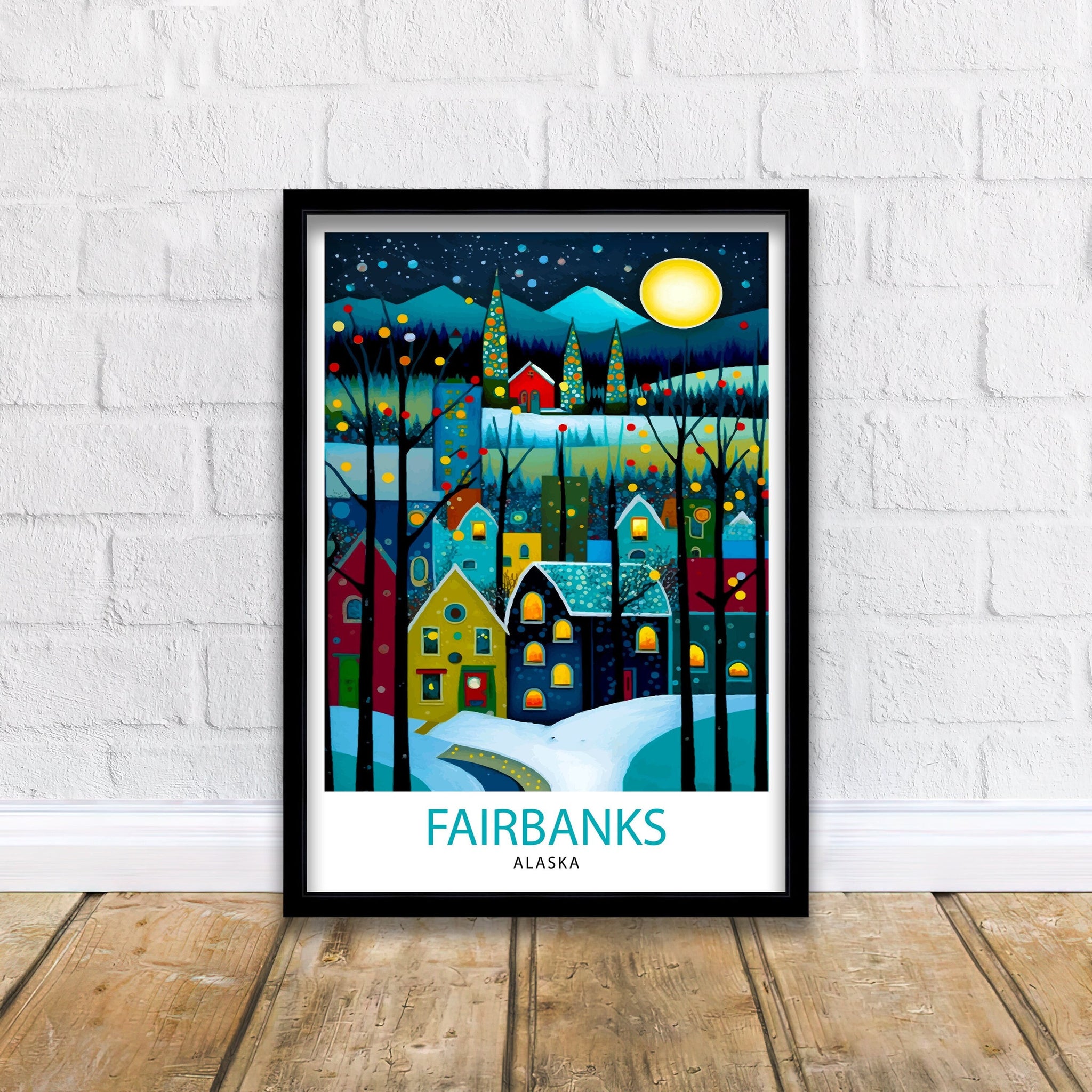 Fairbanks Alaska Travel Print| Fairbanks Wall Decor Fairbanks Poster Alaska Travel Prints Fairbanks Art Print Fairbanks Illustration