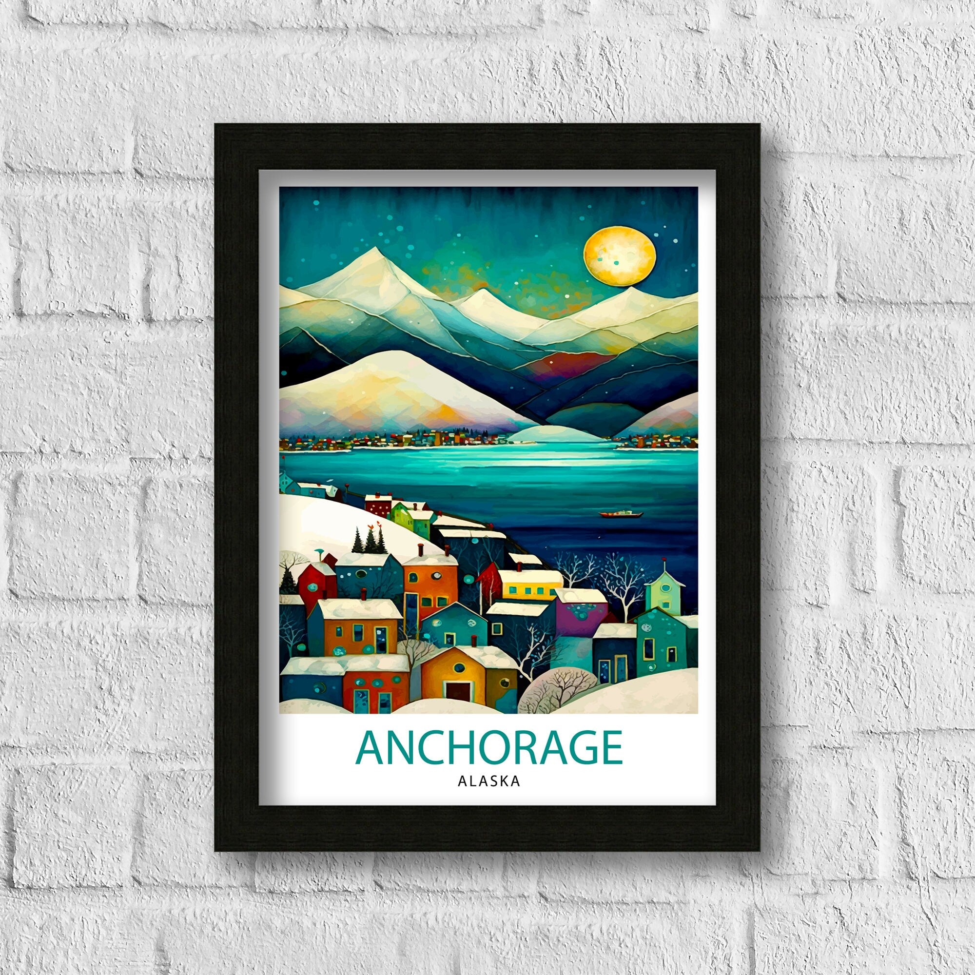 Anchorage Alaska Travel Print| Anchorage Wall Decor Alaska Travel Poster Anchorage Art Print Anchorage Illustration Anchorage Wall Art