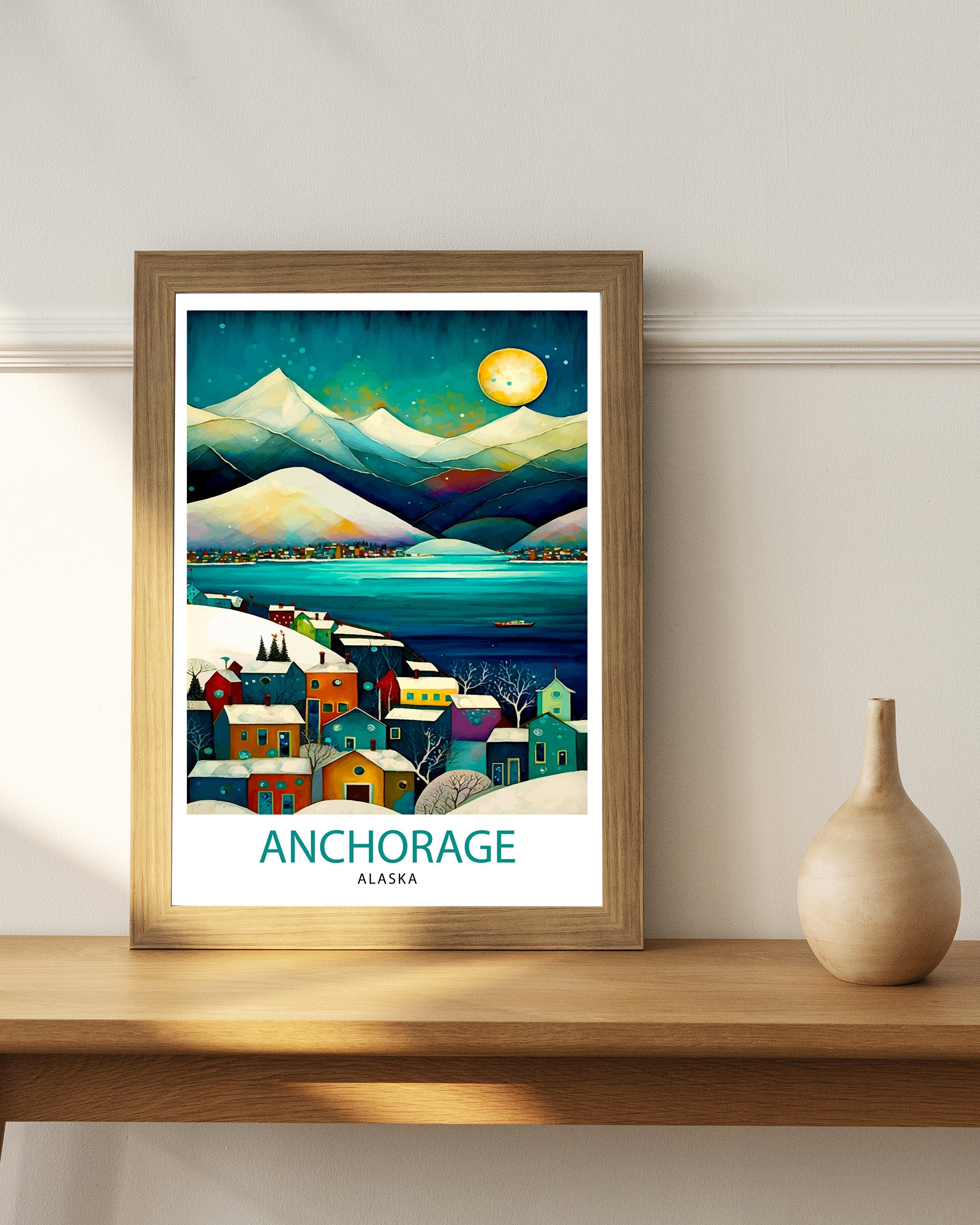 Anchorage Alaska Travel Print| Anchorage Wall Decor Alaska Travel Poster Anchorage Art Print Anchorage Illustration Anchorage Wall Art