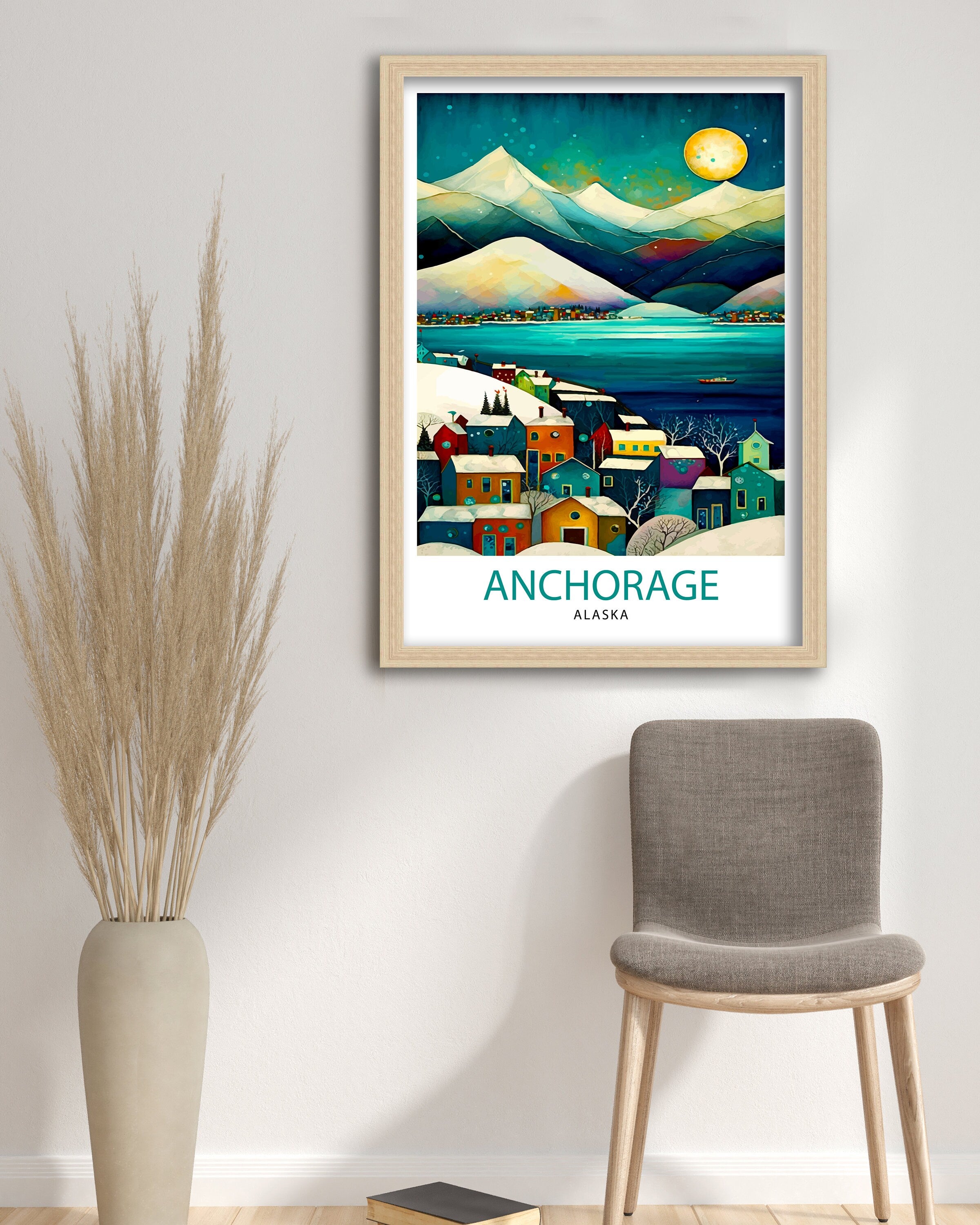Anchorage Alaska Travel Print| Anchorage Wall Decor Alaska Travel Poster Anchorage Art Print Anchorage Illustration Anchorage Wall Art