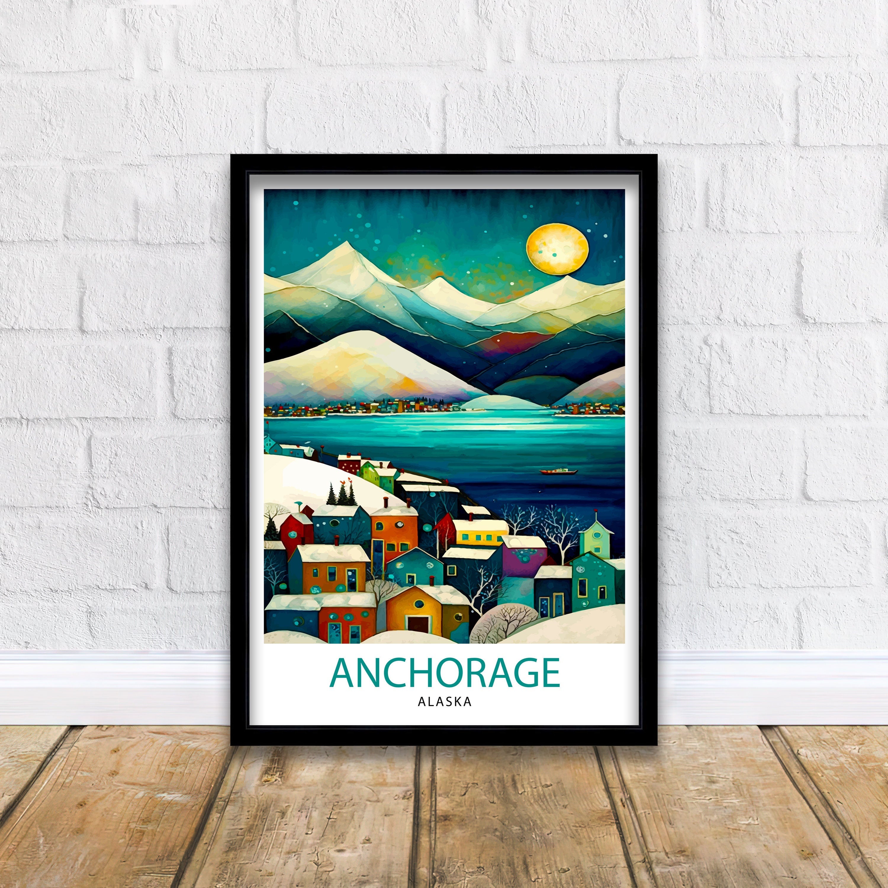 Anchorage Alaska Travel Print| Anchorage Wall Decor Alaska Travel Poster Anchorage Art Print Anchorage Illustration Anchorage Wall Art