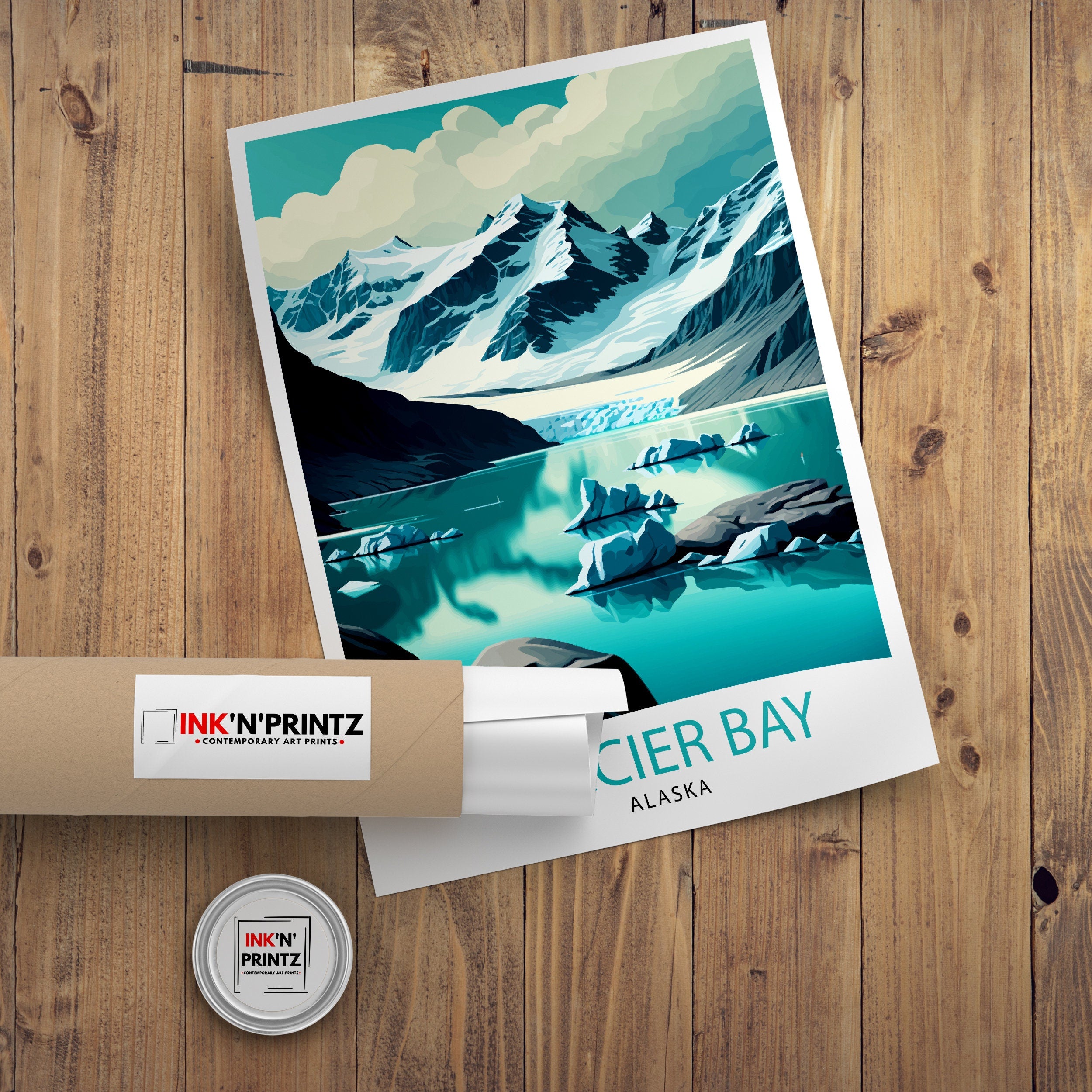 Glacier Bay Alaska Travel Print| Glacier Bay National Park Wall Art Alaska Travel Poster Glacier Bay Art Print Glacier Bay