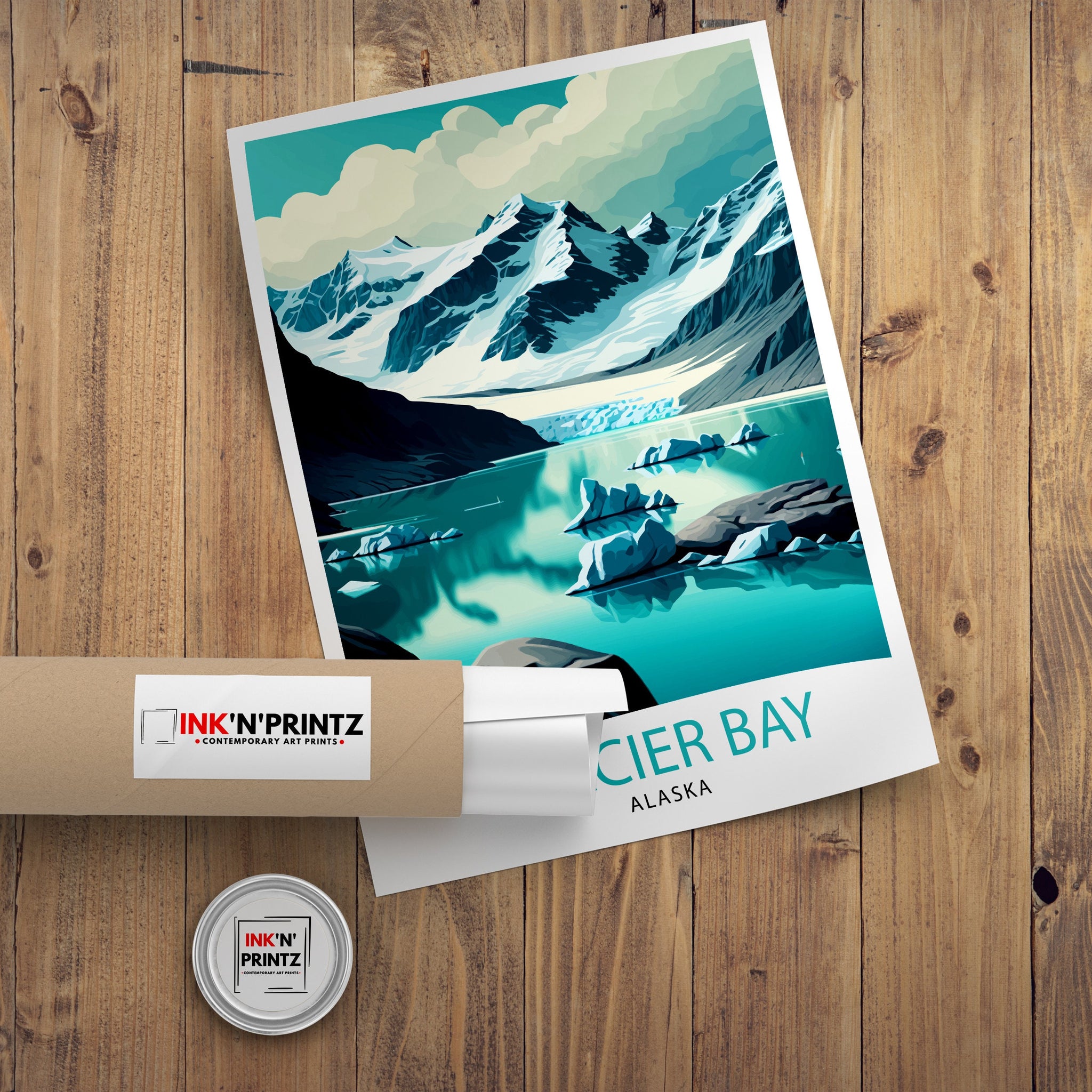 Glacier Bay Alaska Travel Print| Glacier Bay National Park Wall Art Alaska Travel Poster Glacier Bay Art Print Glacier Bay