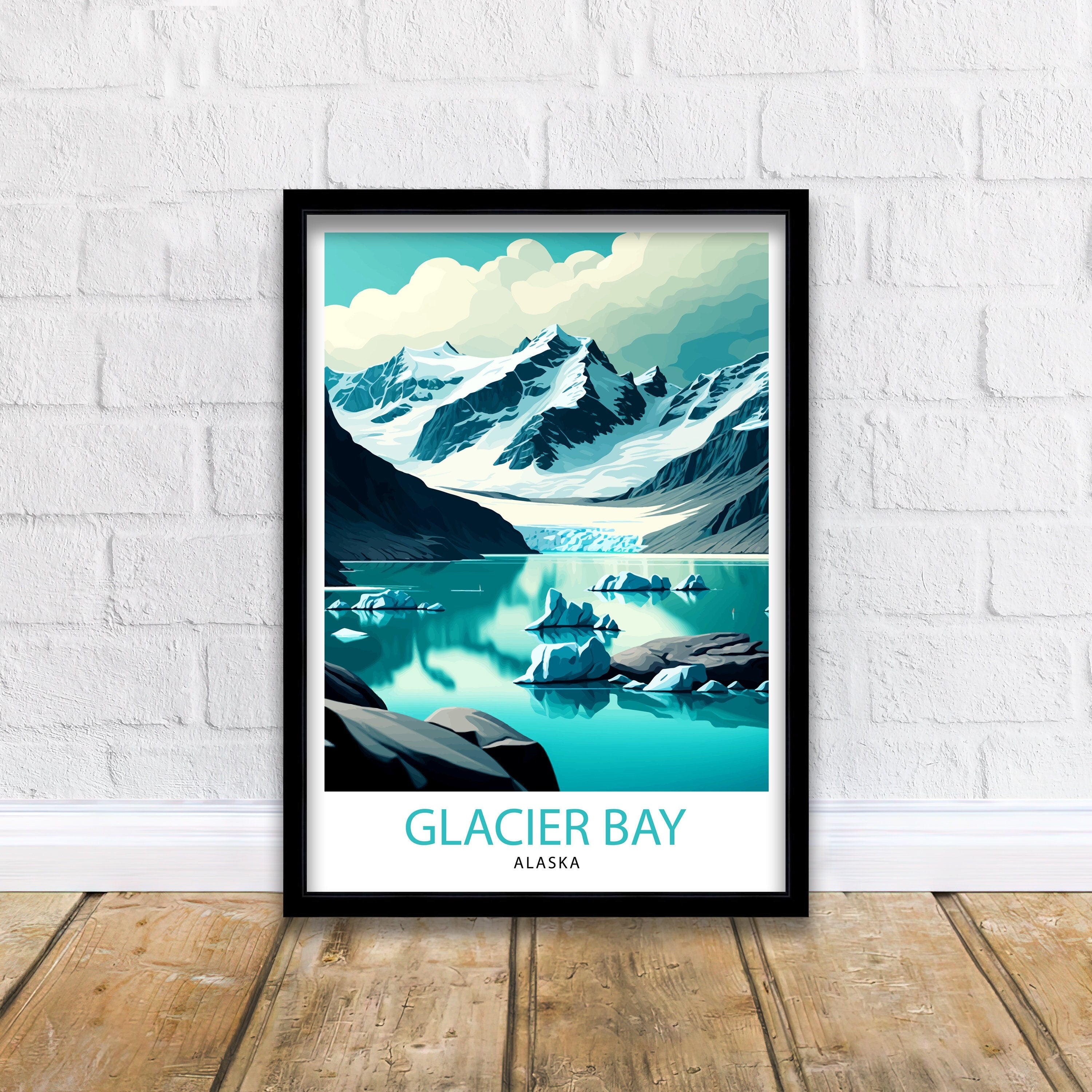 Glacier Bay Alaska Travel Print| Glacier Bay National Park Wall Art Alaska Travel Poster Glacier Bay Art Print Glacier Bay