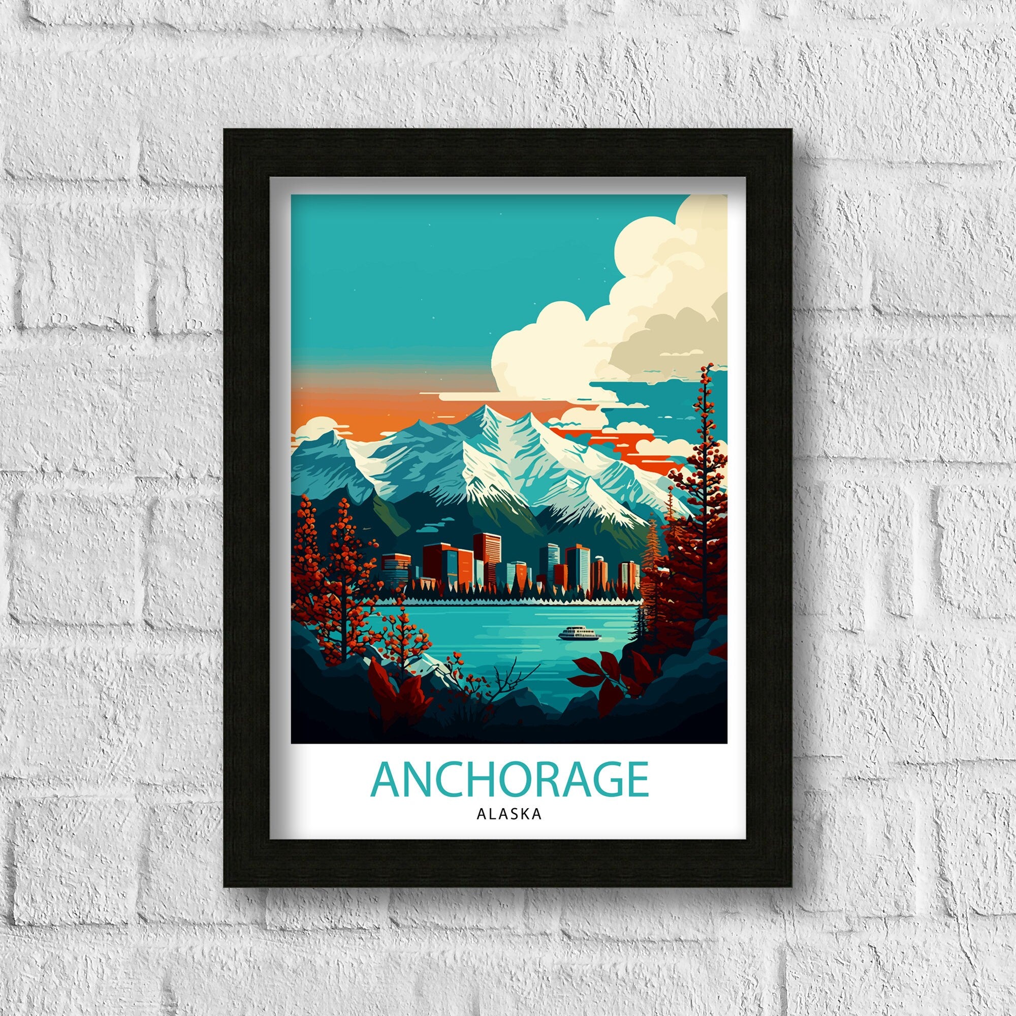 Anchorage Alaska Travel Poster Anchorage Wall Decor Alaska Travel Print Anchorage Cityscape Illustration Gift for Alaska Travelers Anchorage