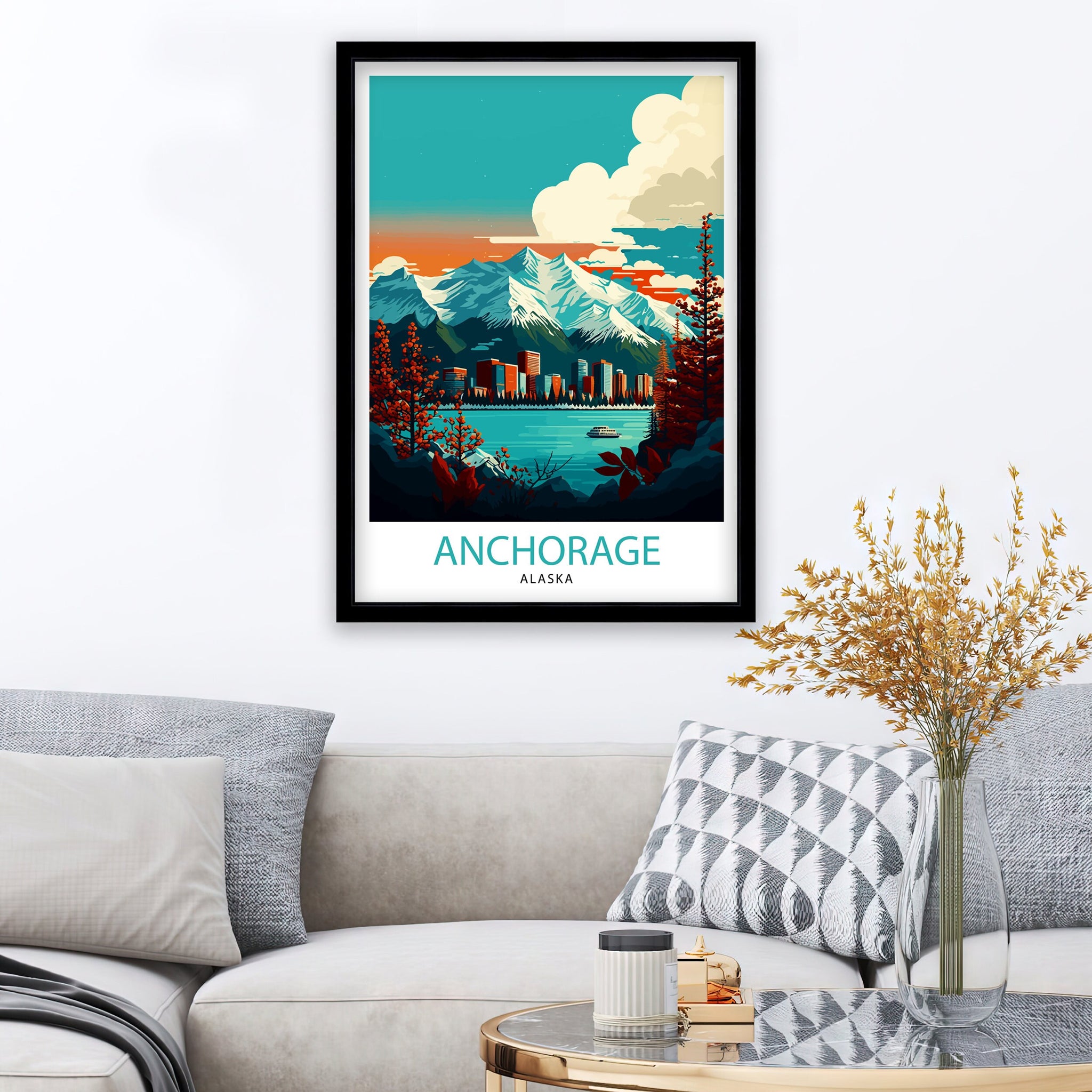 Anchorage Alaska Travel Poster Anchorage Wall Decor Alaska Travel Print Anchorage Cityscape Illustration Gift for Alaska Travelers Anchorage