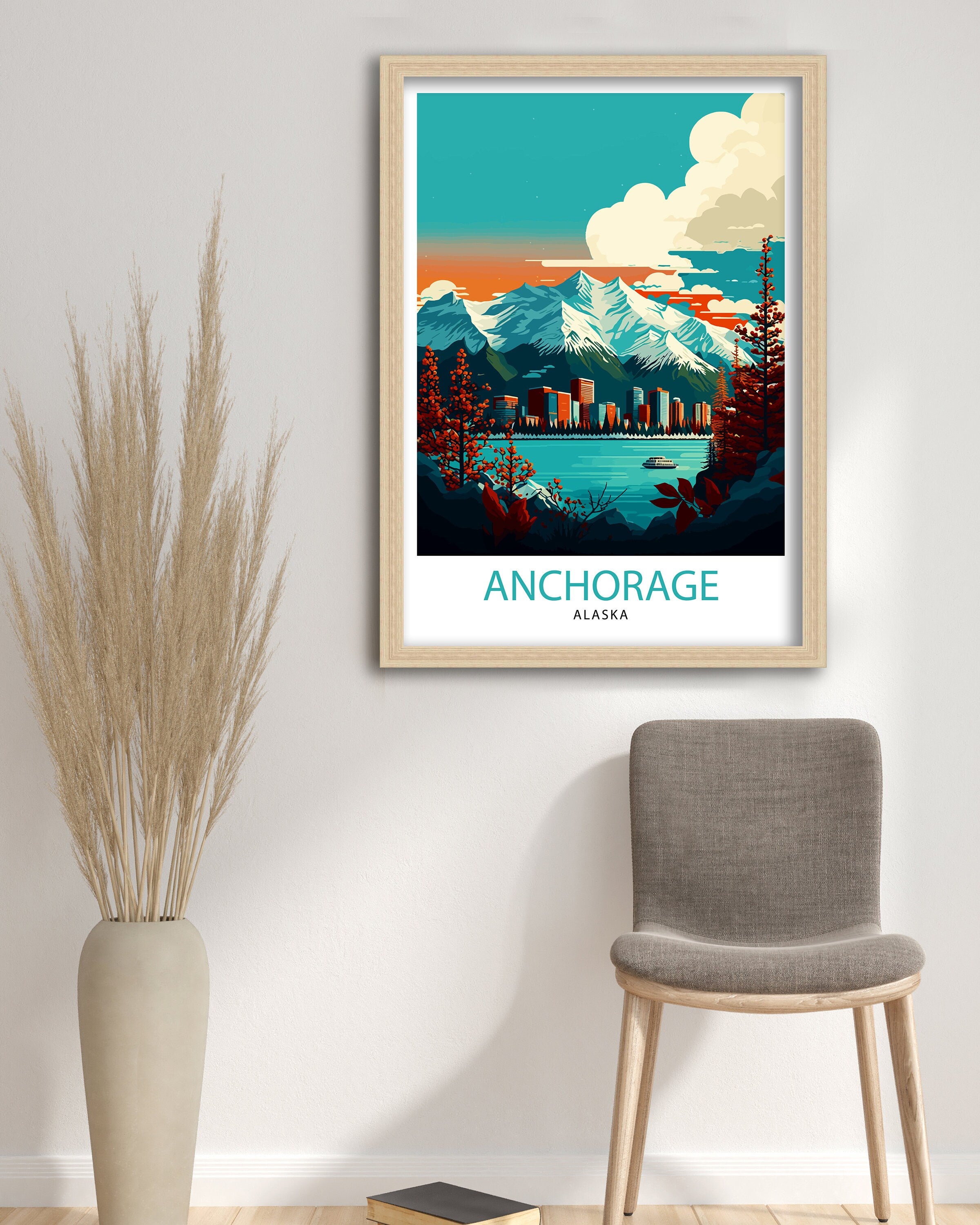 Anchorage Alaska Travel Poster Anchorage Wall Decor Alaska Travel Print Anchorage Cityscape Illustration Gift for Alaska Travelers Anchorage