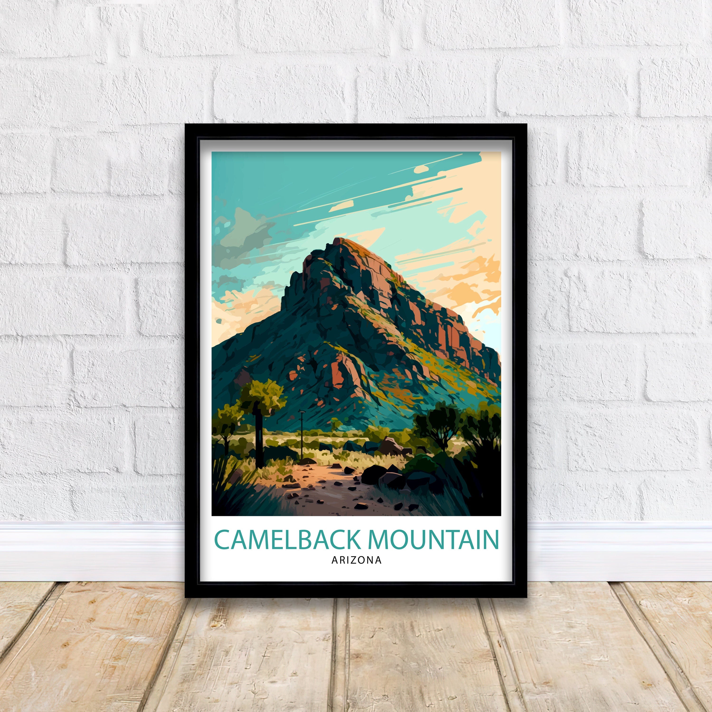 Camelback Mountain Arizona Travel Poster Desert Wall Art Arizona Landscape Print| Southwest Home Decor Gift for Nature Lovers