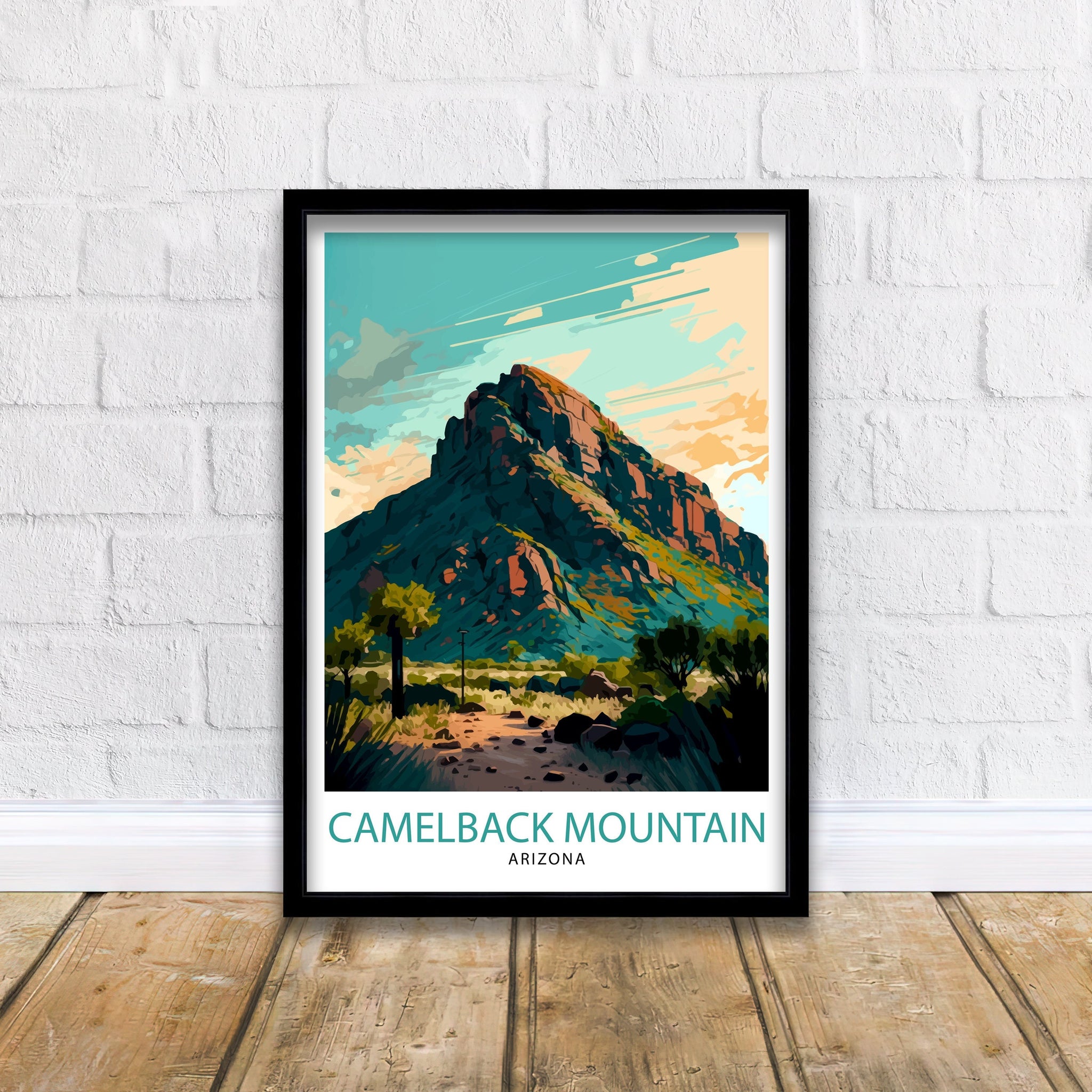 Camelback Mountain Arizona Travel Poster Desert Wall Art Arizona Landscape Print| Southwest Home Decor Gift for Nature Lovers