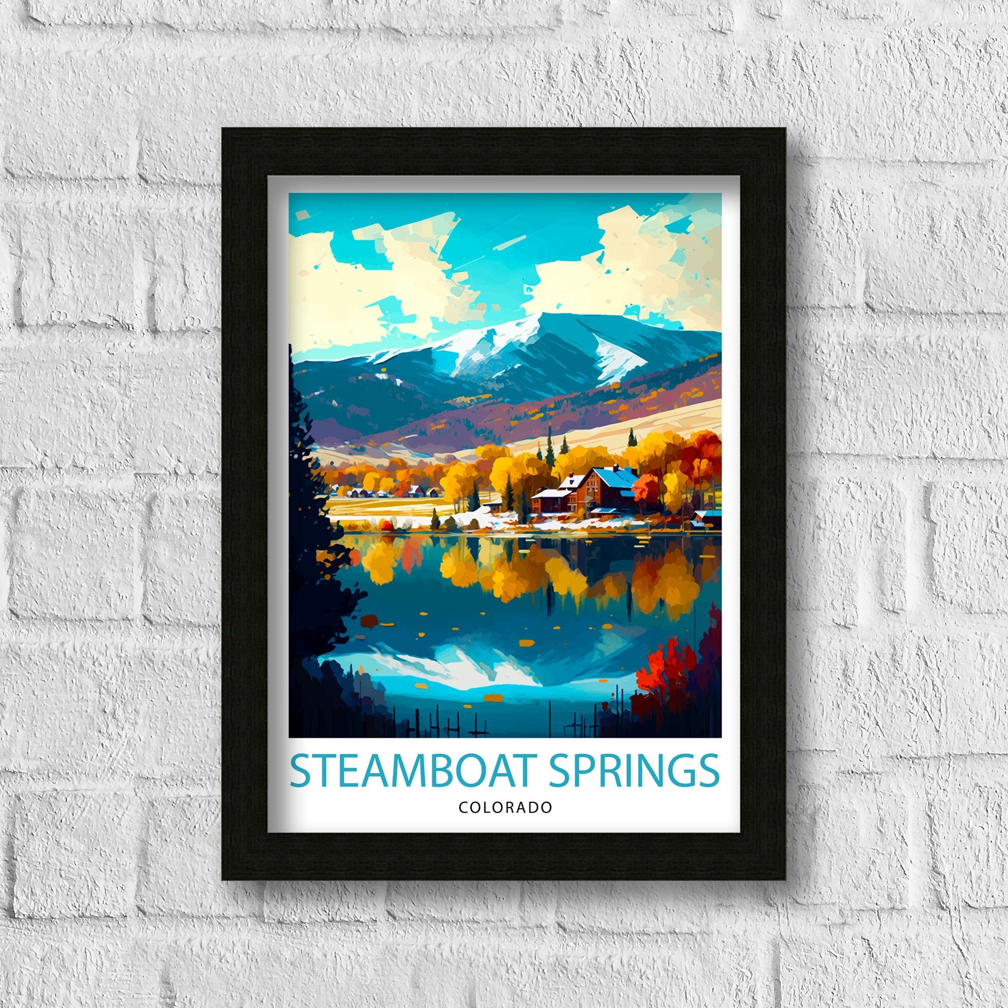 Steamboat Springs Colorado Travel Print Ski Resort Wall Decor Rocky Mountain Travel Poster Colorado Mountain Art Winter Wonderland Print