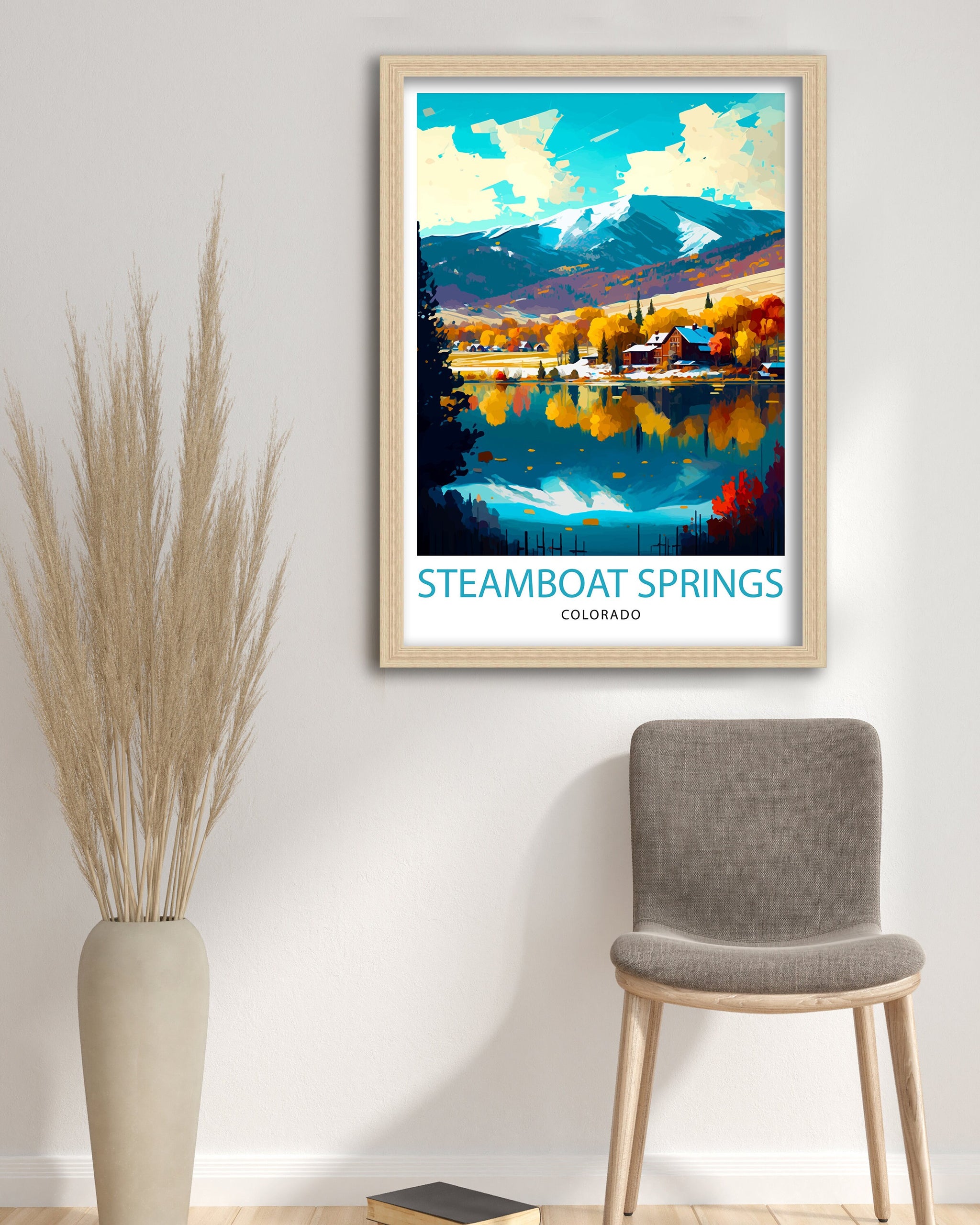 Steamboat Springs Colorado Travel Print Ski Resort Wall Decor Rocky Mountain Travel Poster Colorado Mountain Art Winter Wonderland Print