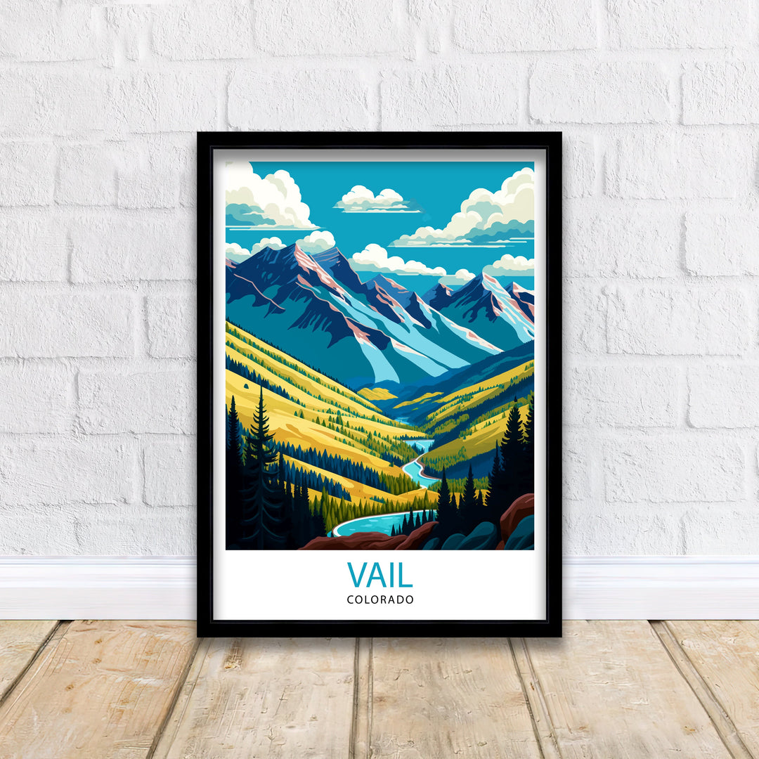 Vail Colorado Travel Poster Vail Wall Art Vail Mountain Poster