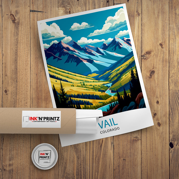 Vail Colorado Travel Poster Vail Wall Art Vail Mountain Poster