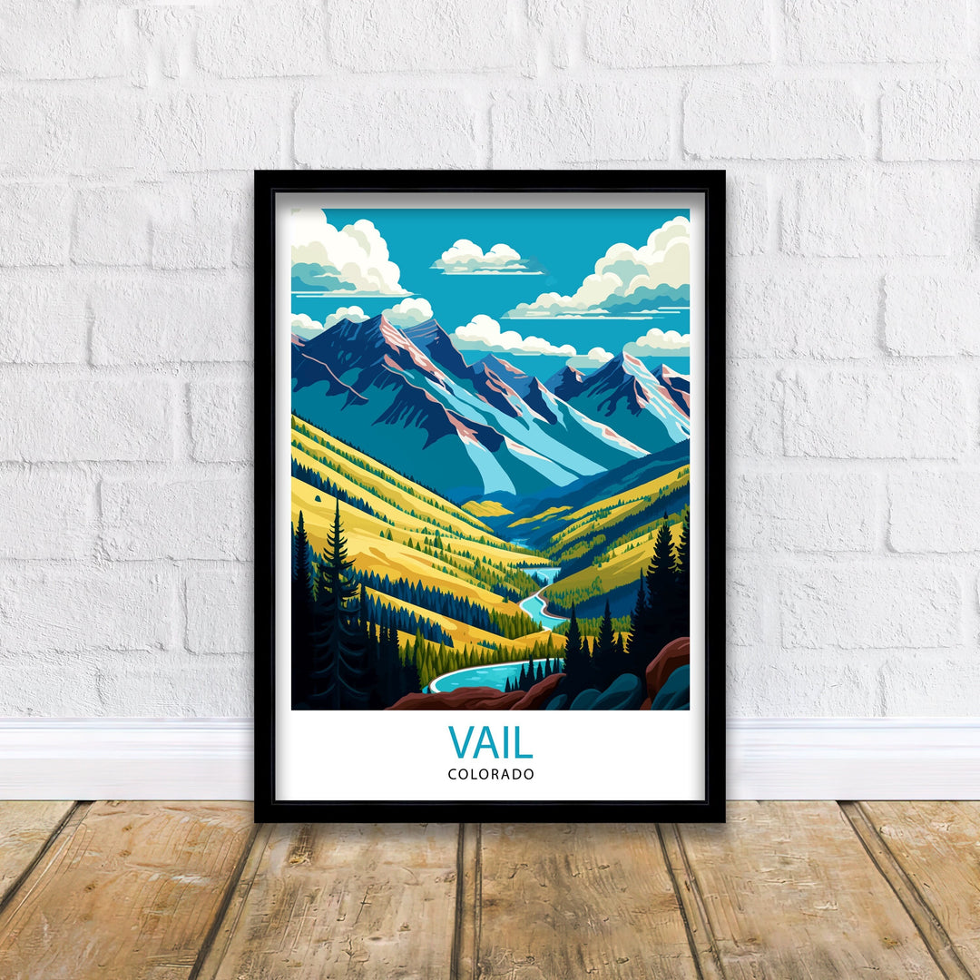 Vail Colorado Travel Poster Vail Wall Art Vail Mountain Poster