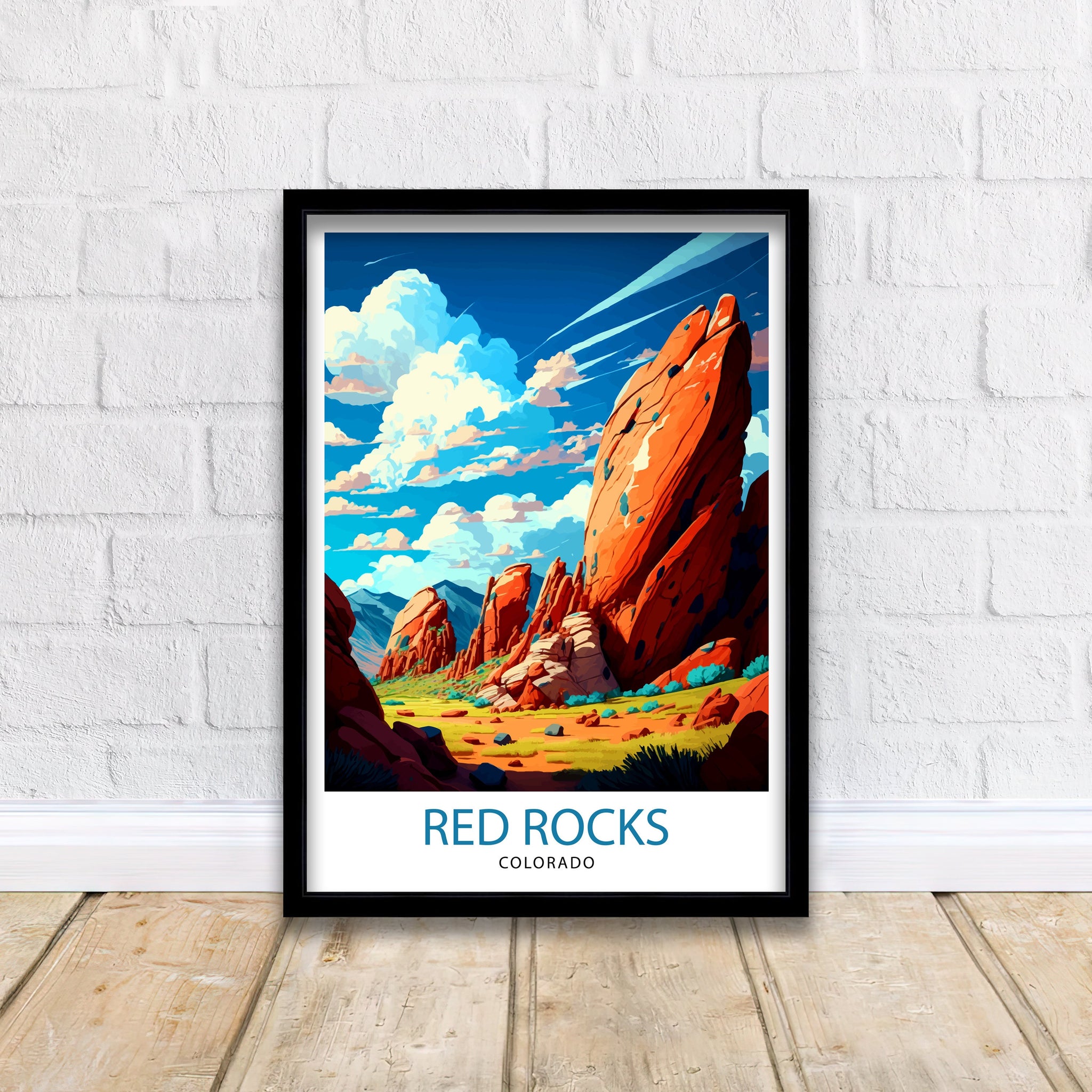 Red Rocks Colorado Travel Poster Colorado Wall Decor Red Rocks Art Print| Colorado Travel Prints Red Rocks Illustration Colorado Wall Art