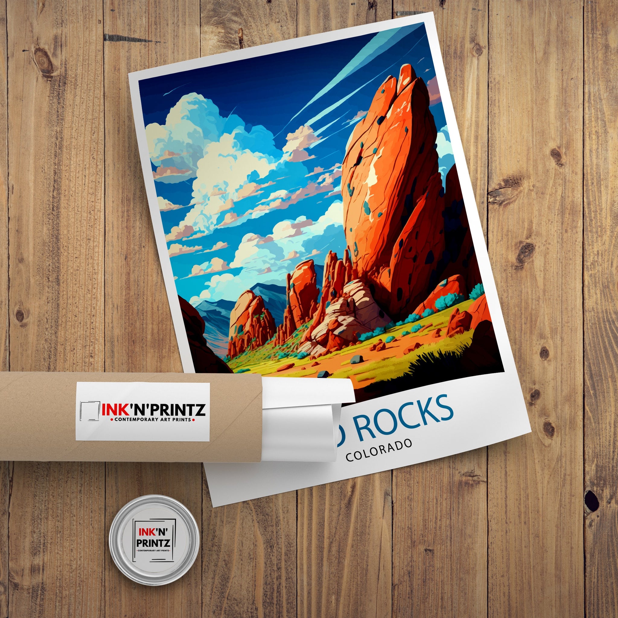 Red Rocks Colorado Travel Poster Colorado Wall Decor Red Rocks Art Print| Colorado Travel Prints Red Rocks Illustration Colorado Wall Art